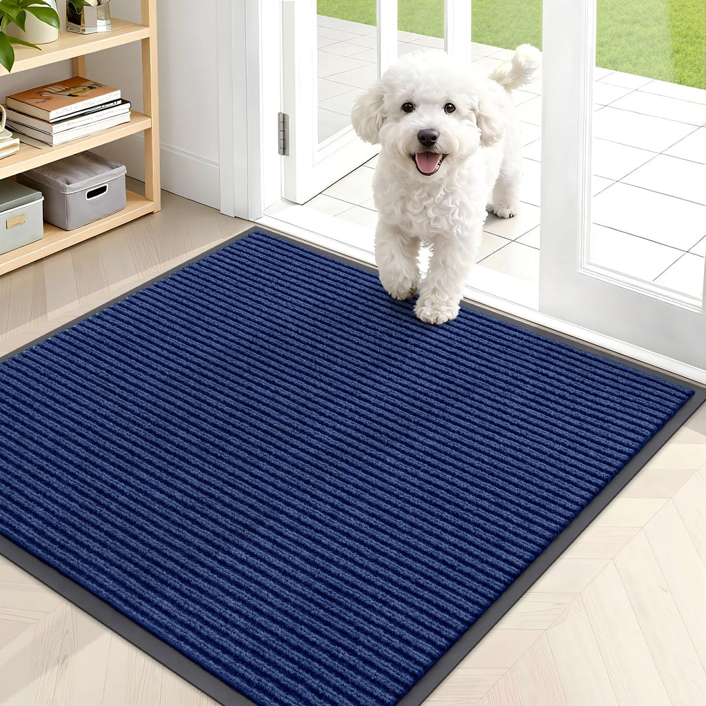 OLANLY Front Door Mat Indoor Outdoor Entrance, Waterproof Heavy Duty Doormat, Fade Resistant, Low Profile, Easy Clean Patio Porch Welcome Floor Mats for Entry, 29.5x17, Grey