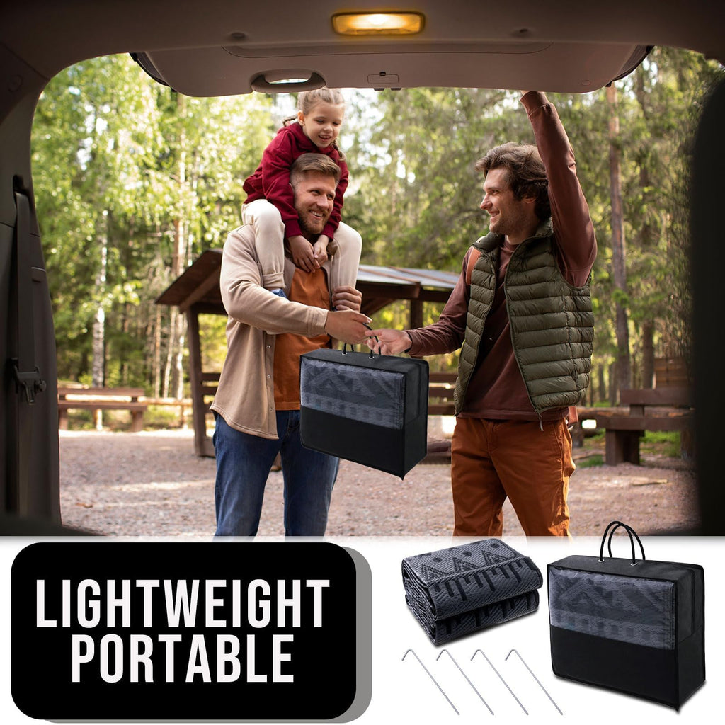 OLANLY Outdoor Rug Waterproof 5x8 ft, Reversible Outdoor Plastic Straw Rug, Boho Patio Rug, Indoor Outdoor Carpet, RV Mat Outside for Patio, Camp, Picnic, Balcony, Deck, Backyard, Black & White