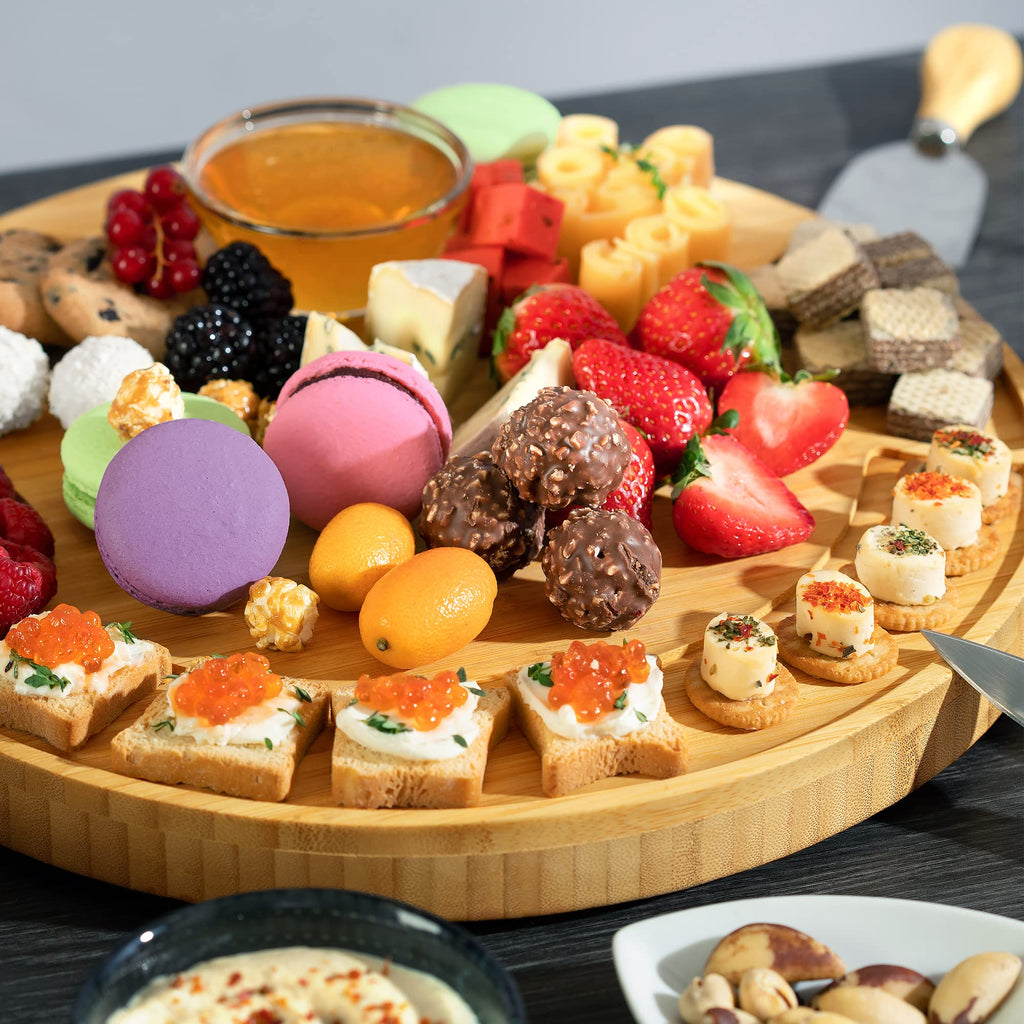 ROYAL CRAFT WOOD Premium Bamboo Charcuterie Board Set - Cheese Platter & Serving Tray & Serving Utensils - Perfect Housewarming Gift, Wedding, Bridal Shower Gift - Ideal for Entertaining and New Home