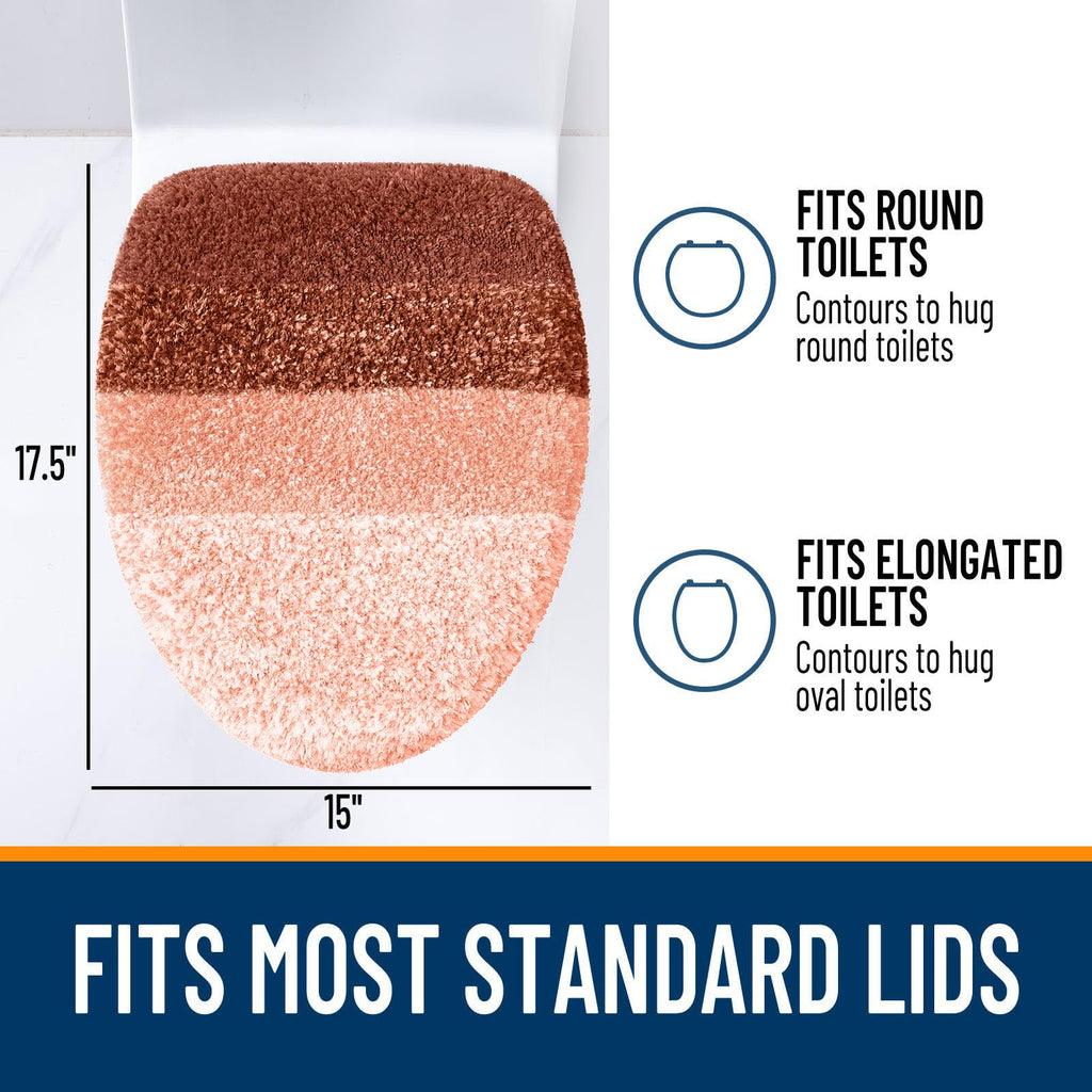 OLANLY Soft Microfiber Bathroom Toilet Lid Cover, Machine Washable Seat Covers, 17.5x15, Stays in Place Rubber Backing, Fits Most Round, Elongated and Oblong Lids, Accessories Decor, Gray