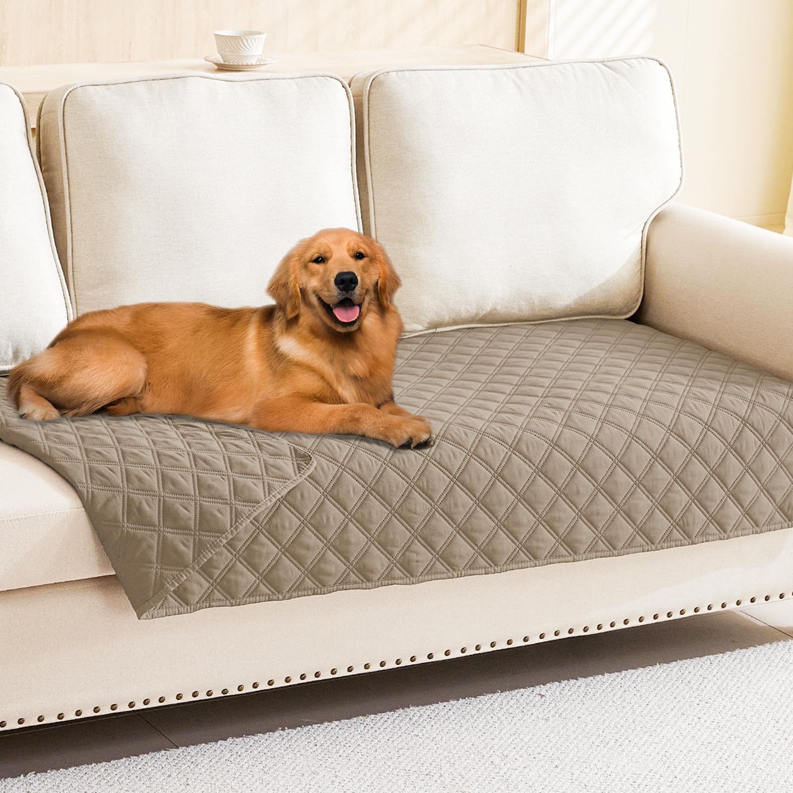 Smiry Waterproof Couch Covers for Dogs Washable, Reversible Pet Couch Covers for 3 Cushion Sofa Pet Friendly, Soft Sofa Furniture Protector for Dogs Cat Kids, Checkered (30"x70", Grey/Dark Grey)