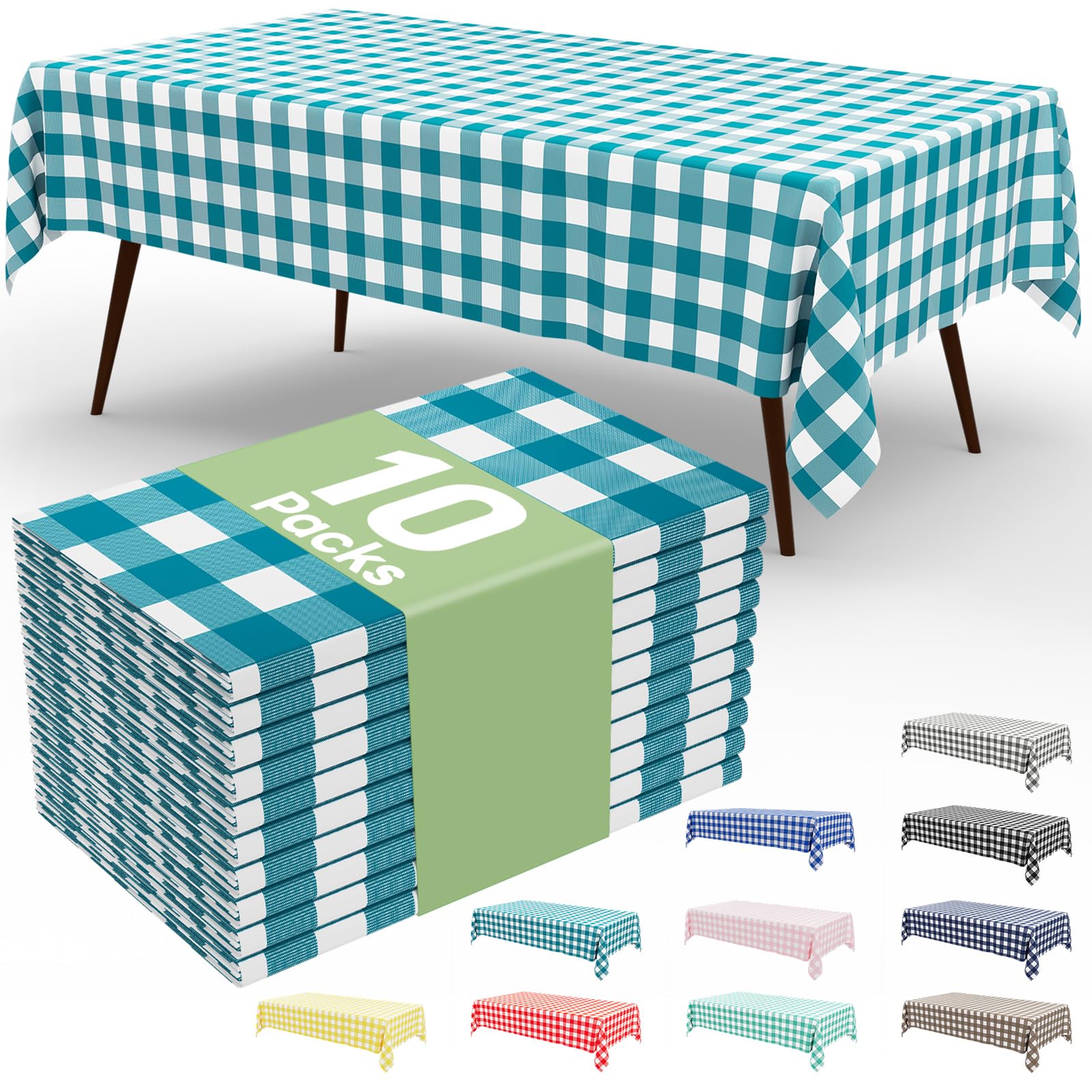 Smiry 3 Pack Red Gingham Disposable Tablecloths - 54" x 108" Heavy Duty Plastic Table Cloth, Waterproof Buffalo Plaid Table Covers for Picnic, Banquets, Outdoor Parties