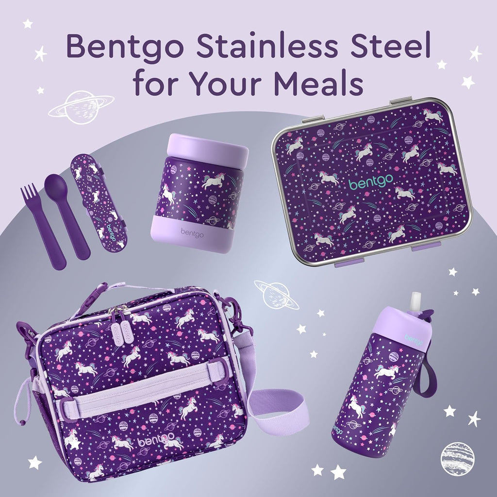 Bentgo 2-in-1 Backpack & Insulated Lunch Bag Set With Stainless Steel Water Bottle (Unicorn)