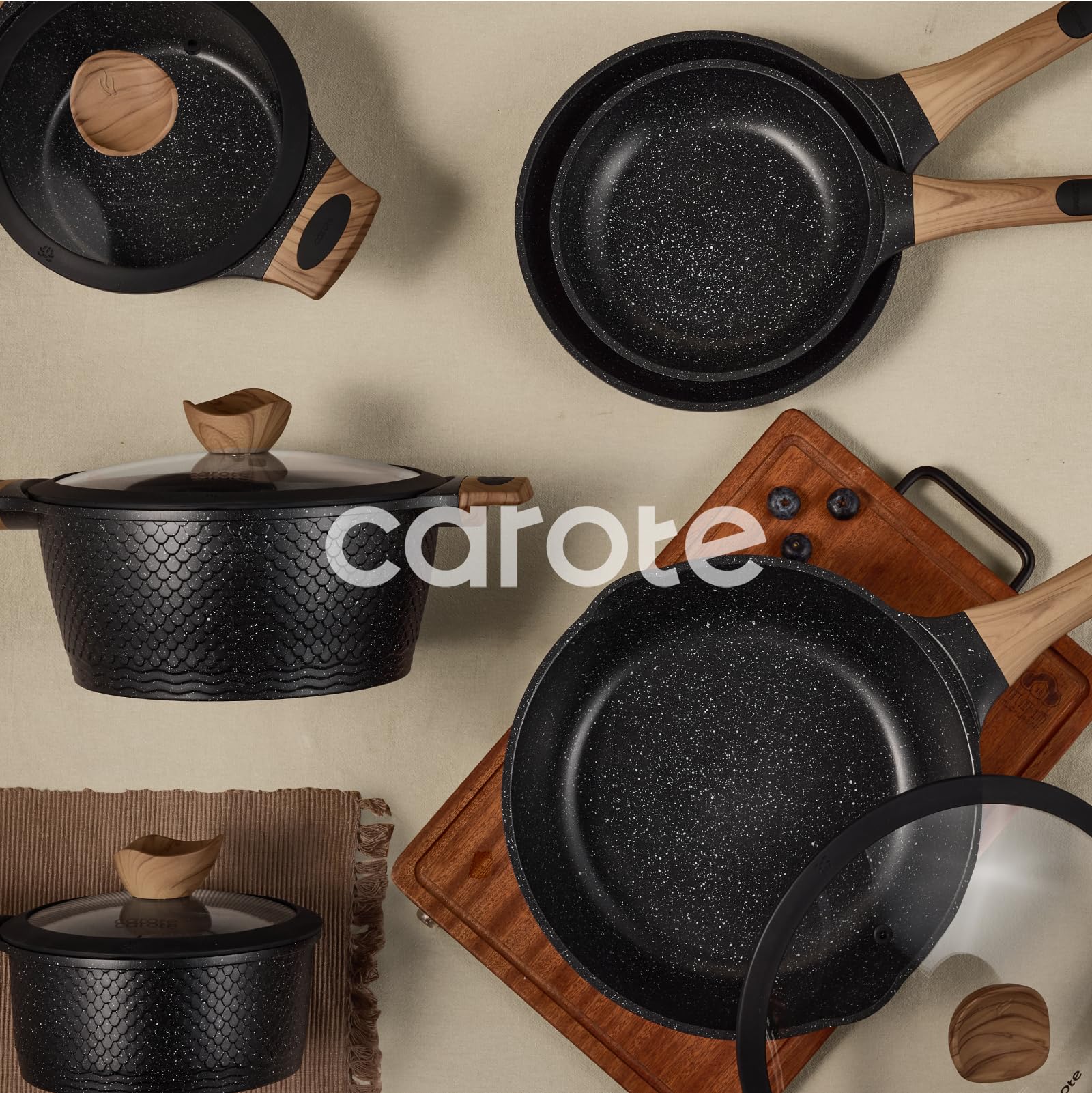 CAROTE 26PCS Pots and Pans Set Non Stick, Cookware Set Pots and Pans Induction Cook Ware, Nonstick Kitchen Cooking, PFOA Free