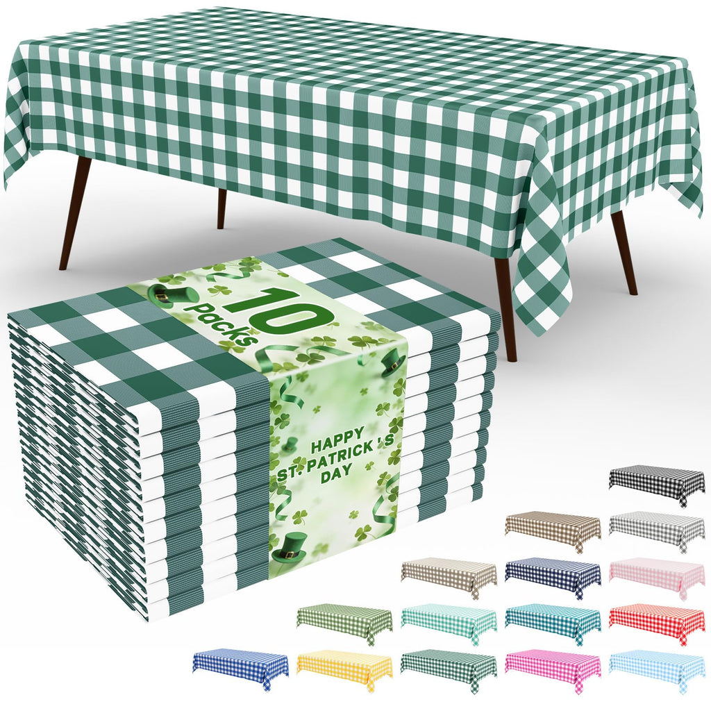 Smiry 3 Pack Red Gingham Disposable Tablecloths - 54" x 108" Heavy Duty Plastic Table Cloth, Waterproof Buffalo Plaid Table Covers for Picnic, Banquets, Outdoor Parties