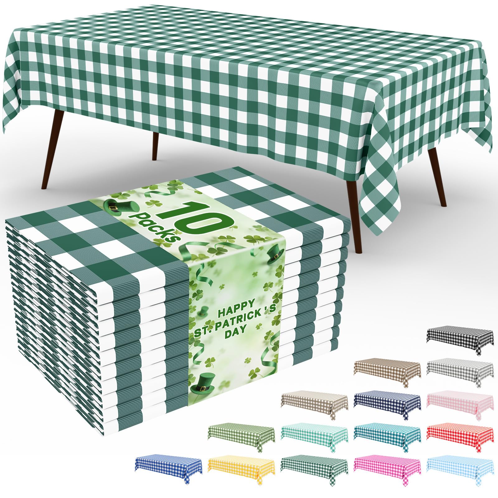 Smiry 3 Pack Red Gingham Disposable Tablecloths - 54" x 108" Heavy Duty Plastic Table Cloth, Waterproof Buffalo Plaid Table Covers for Picnic, Banquets, Outdoor Parties