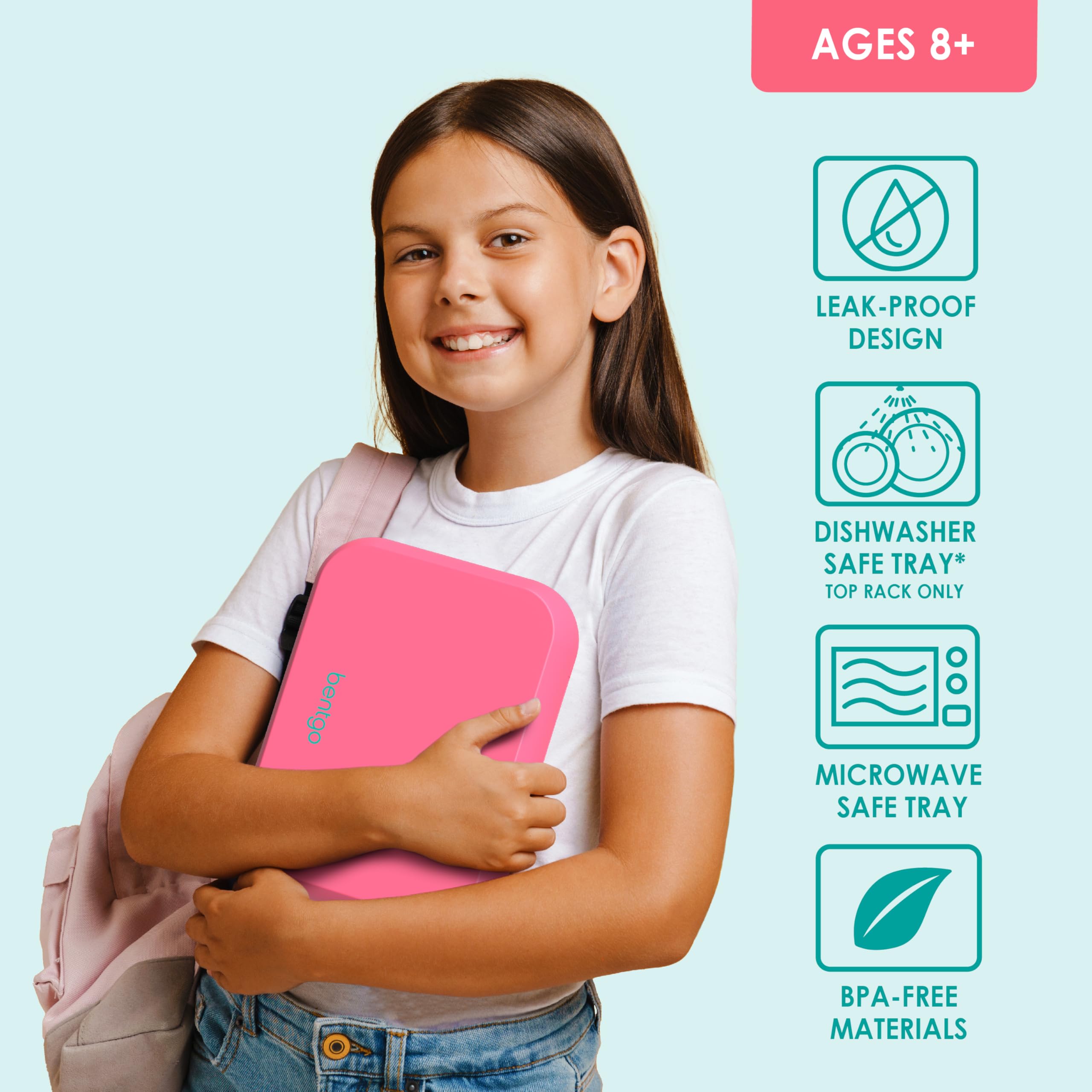 Bentgo Pop - Leak-Proof Lunch Box & Removable Divider for Ages 8+ & Teens - Lunch Container Holds 5 Cups of Food; 3-4 Compartments; Microwave/Dishwasher Safe; 2 Year Warranty (Navy Blue/Chartreuse)