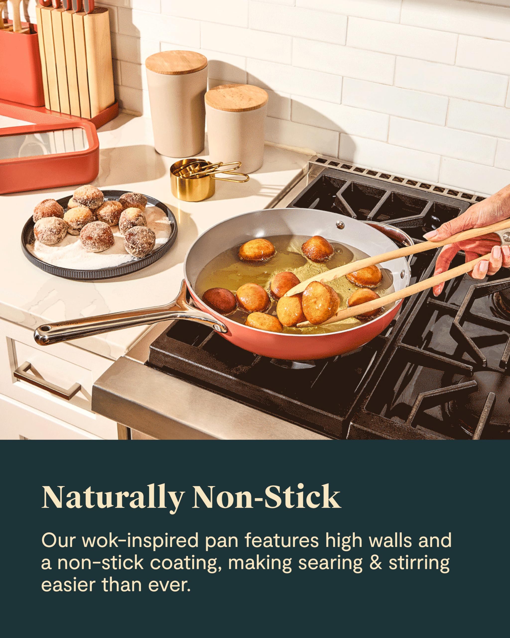 Caraway Non-Stick Stir Fry Pan - 12” Wok-Inspired Pan - Free From Forever Chemicals - High-Sloped Walls - Stainless Steel Handles - Navy