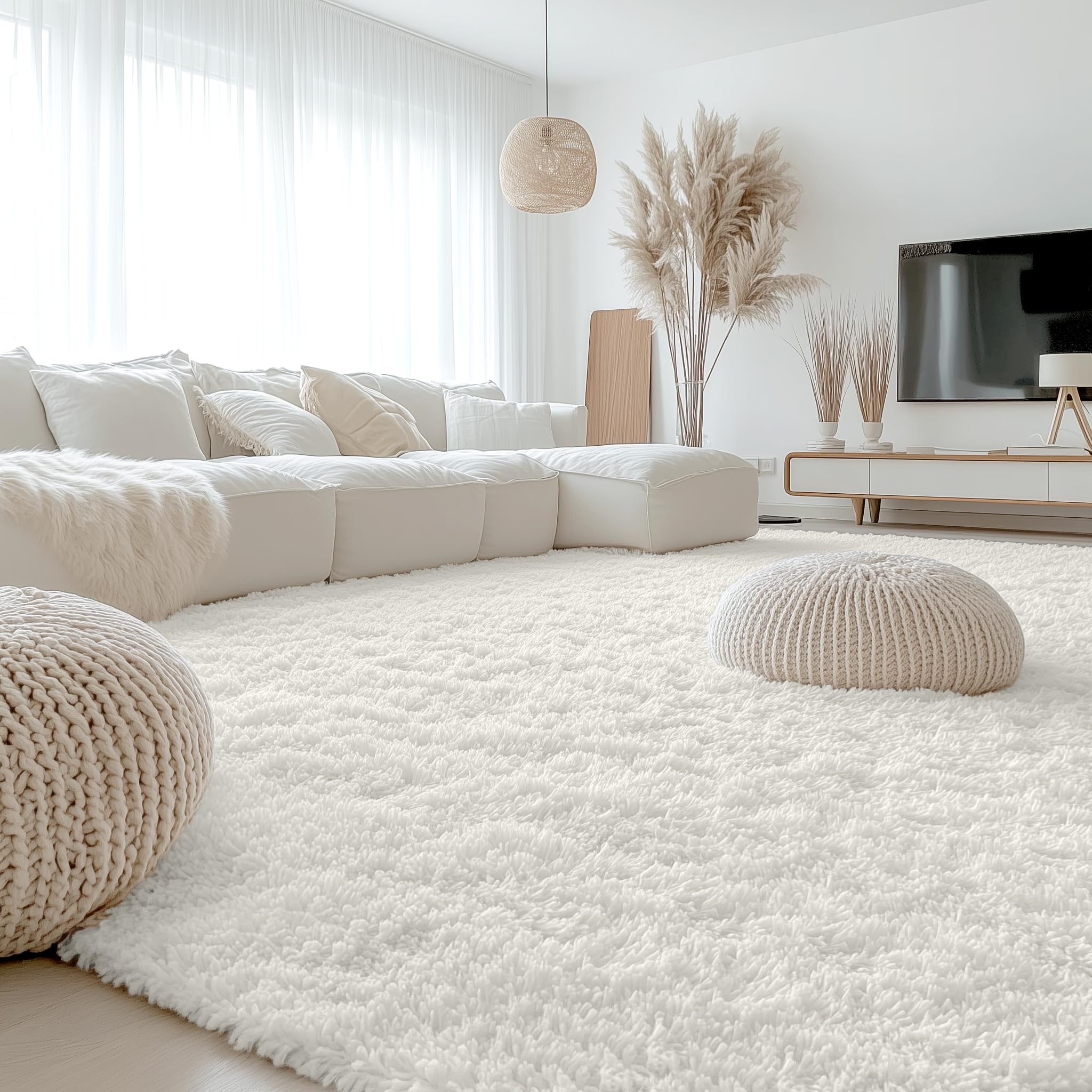OLANLY Area Rugs for Living Room Bedroom, Machine Washable 4x5.9 ft Soft Fluffy Shaggy Bedside Rug, Indoor Floor Carpet for Kids Girls and Boys, Dorms, Nursery Rooms, Home Decor Aesthetic, Grey