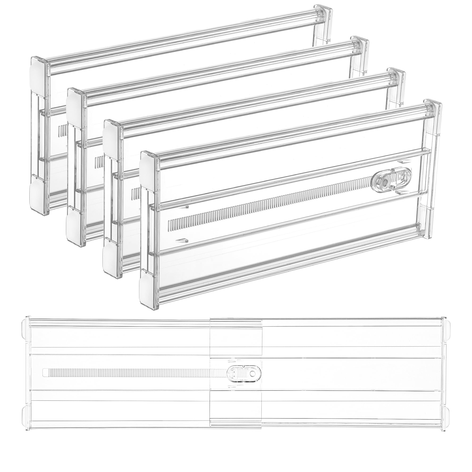Vtopmart 8 Pack 6" Tall Upgrade Drawer Dividers for Big and Deep Drawer, 12.8"-22.3" Adjustable Expandable Dresser Drawer Organizer, Clear Plastic Separators for Dresser, Baby Supplies, Kitchenware