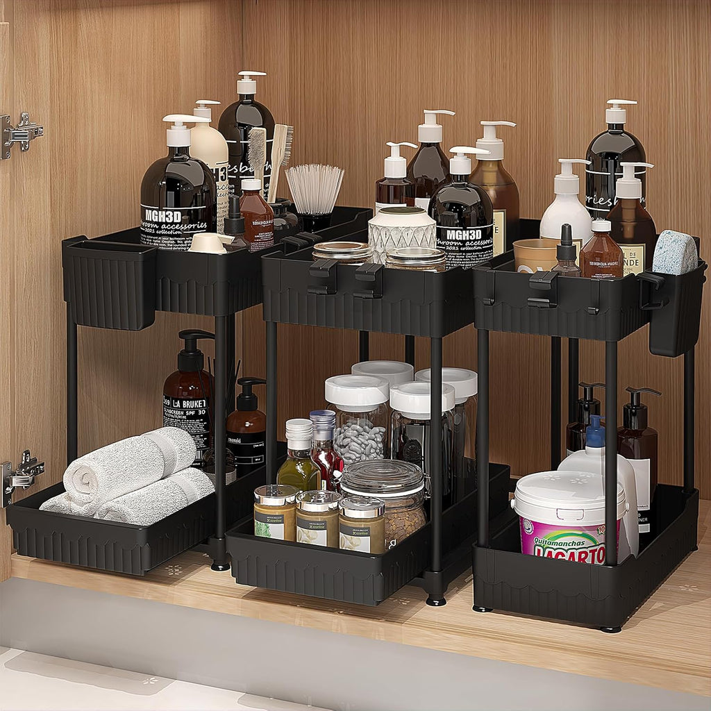 3 Pack Under Sink Organizer, 3 Pack Under Sink Organizers and Storage L-Shaped