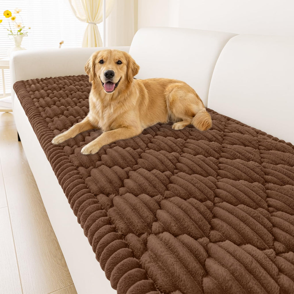 Smiry Pet Couch Cover for Dogs Washable, Non-Slip Fuzzy Couch Covers for 3 Cushion Sofa Pet Friendly, Soft Thick Furniture Protector Sofa Slipcover Mat for Dogs (Camel, 27.6" x 59")