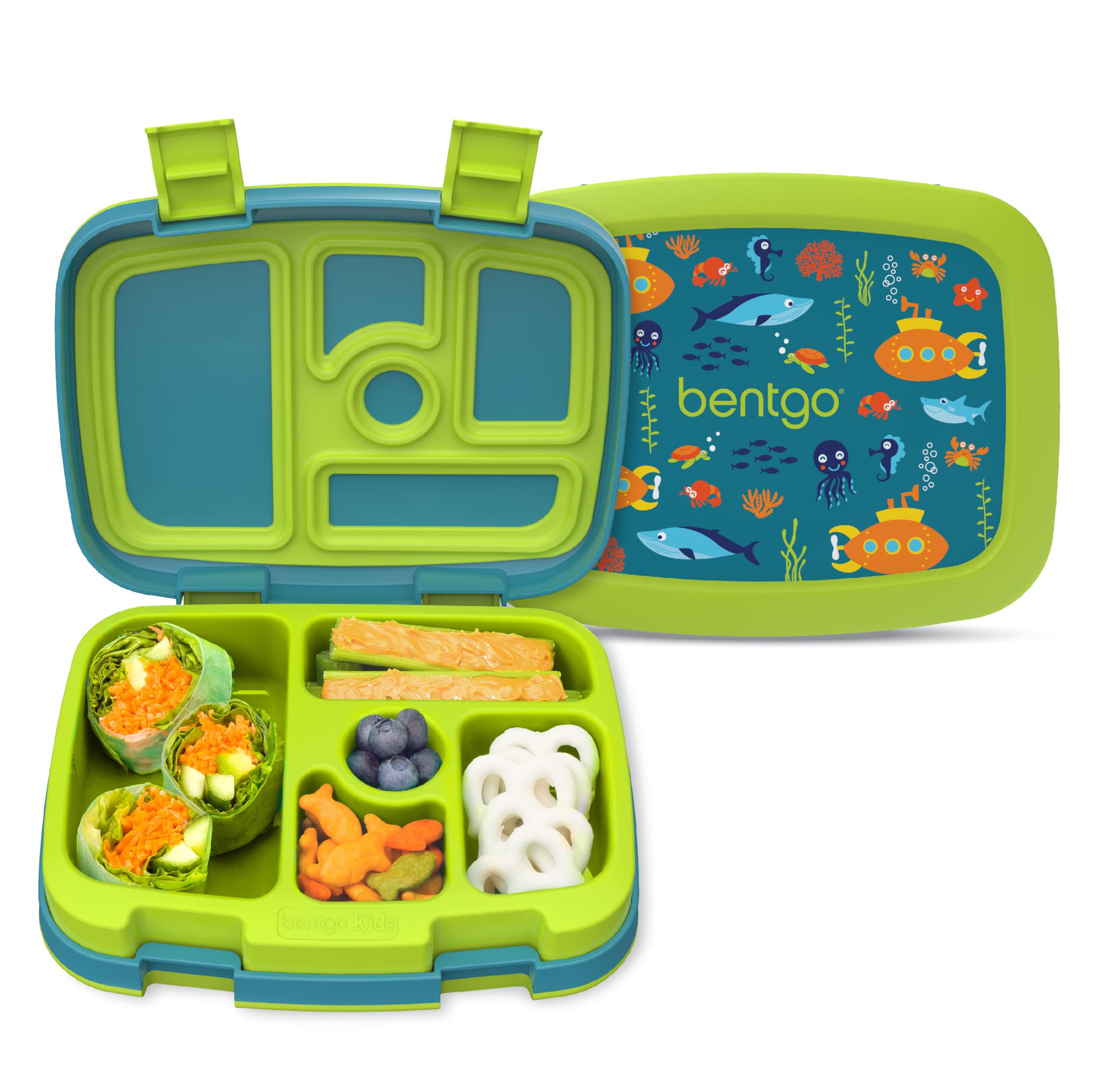 Bentgo Kids Prints Leak-Proof, 5-Compartment Bento-Style Kids Lunch Box - Ideal Portion Sizes for Ages 3-7, Durable, Drop-Proof, Dishwasher Safe, & PFAS & BPA-Free Materials (Unicorn)