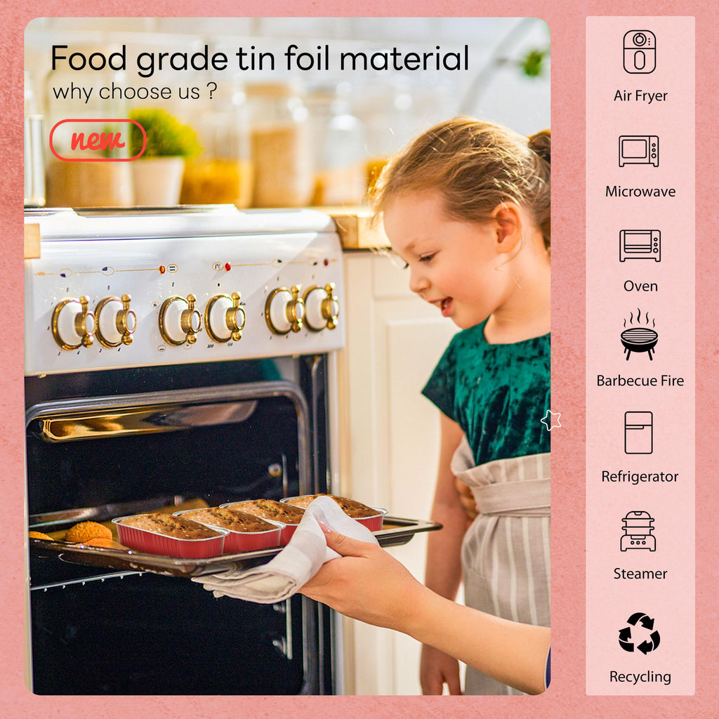Mini Loaf Pans with Lids and Spoons Rectangular Aluminum Foil Baking Pans Mini Cheesecake Containers 6.8oz(60 Pack, Pink)