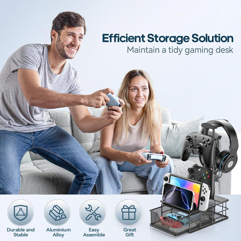 KDD Headphone Stand with Drawer & 3 in 1 Car Cup Holder Expander with Adjustable Base