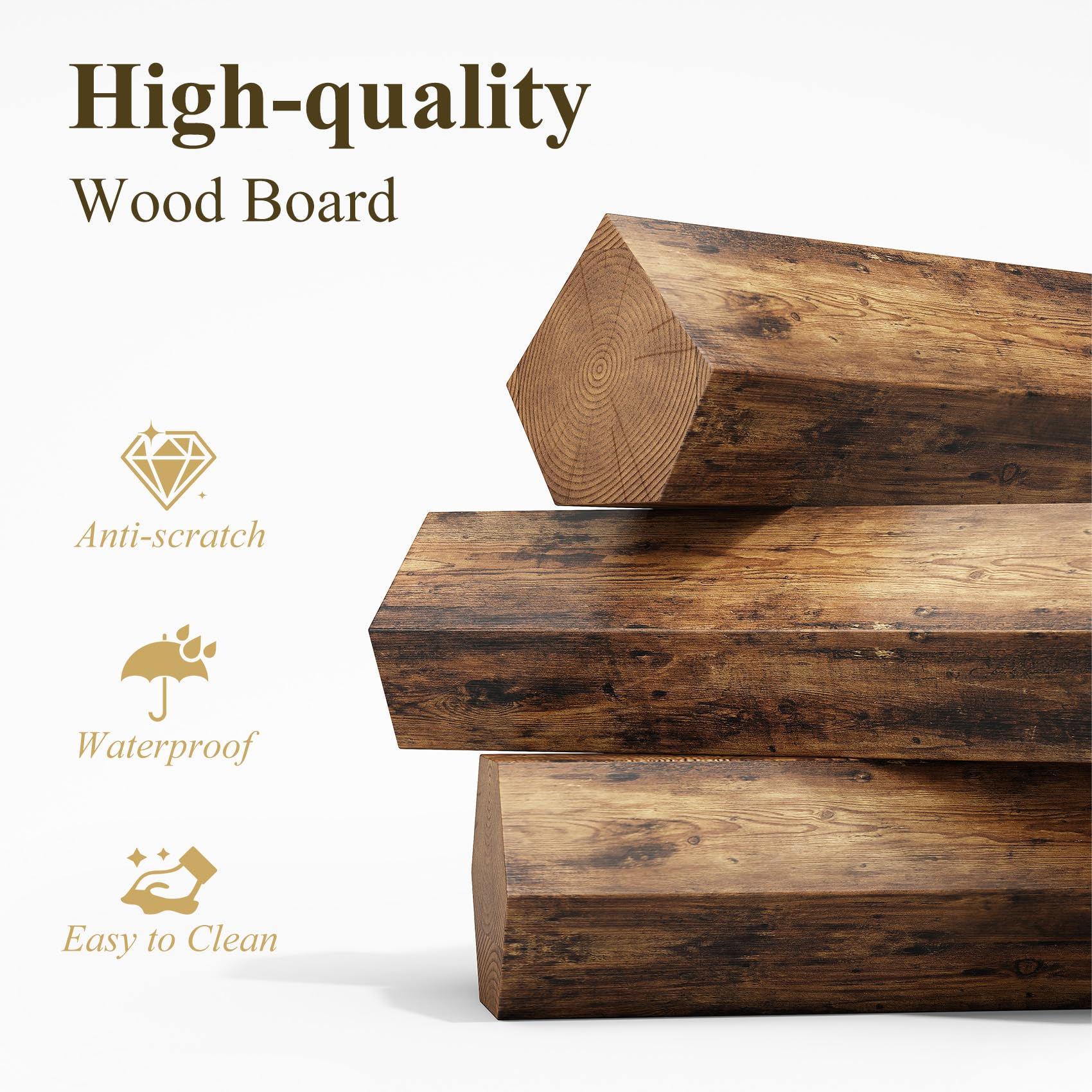 Baker Rack with Power Outlet - Microwave Stand with Storage, Large Coffee Bar Station with 14 Hooks, Metal Kitchen Shelf Rack for Spices, Pots (Rustic Brown) | with Power Outlet, with Storage, with 14 Hooks, for Spices, for Pots