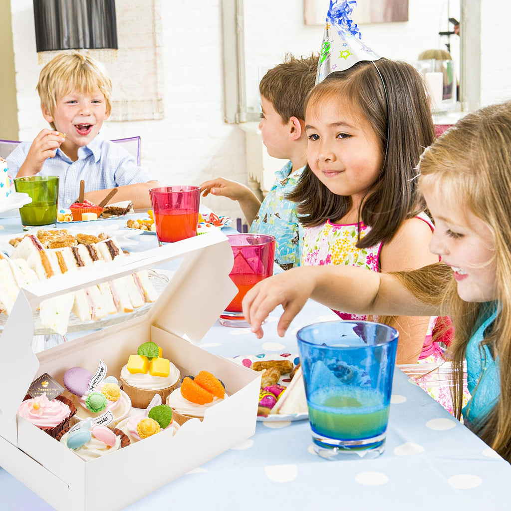 15 Pack Cupcake Boxes with Inserts 6 Holders, White Standard Bakery Boxes with Window Food Grade Cupcake Containers 6 Count for Muffins