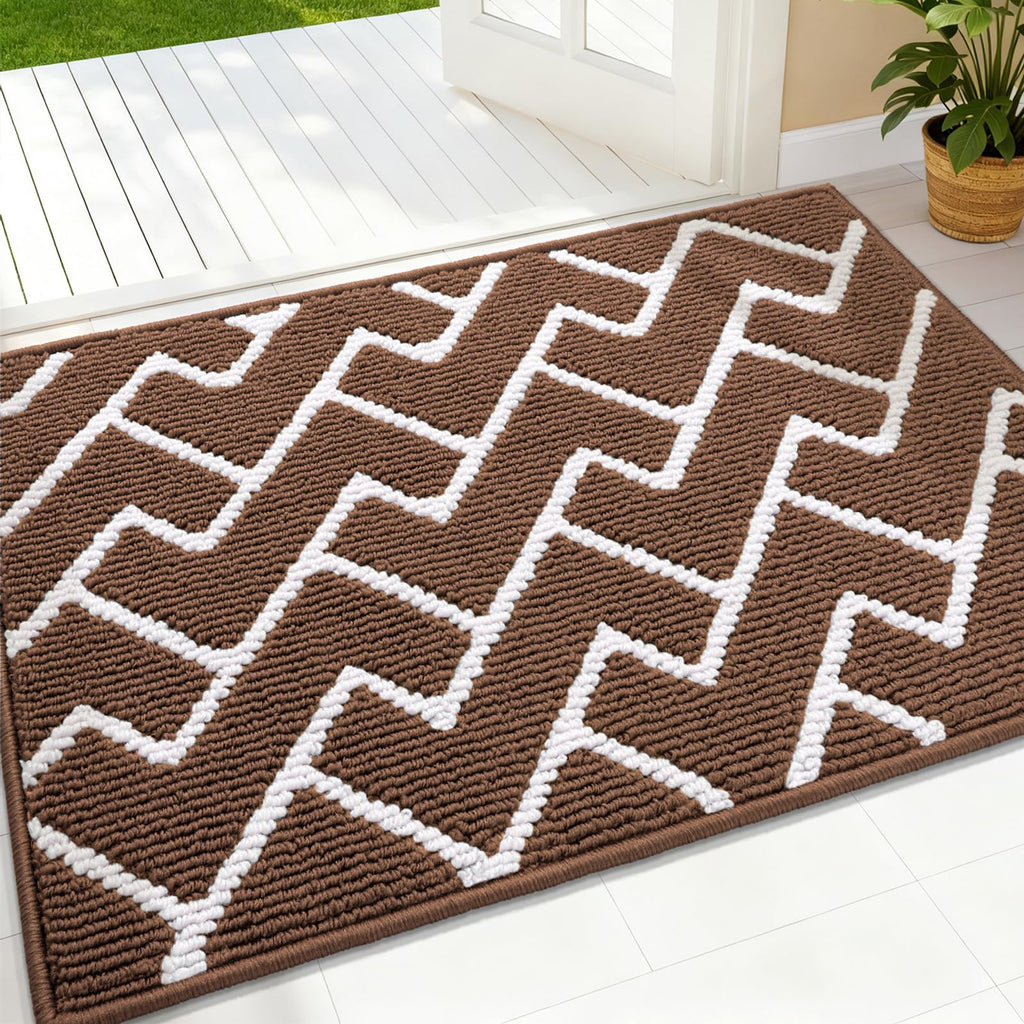 OLANLY Front Door Mat, Non-Slip Rubber Backing, Dirt Resistant and Absorbent, Washable, Easy to Clean Low-Profile Indoor Doormat for Back Door, Entryway, Inside Entrance, 32x20, Grey
