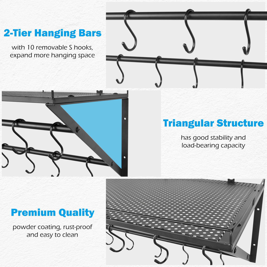 RedCall Heavy-Duty Wall Shelf, 2 Pack Garage Shelf, 23.5" x 12" Large Wall Mounted Shelves for Garage, Laundry Room, Closet, Holds Up to 75 Lbs