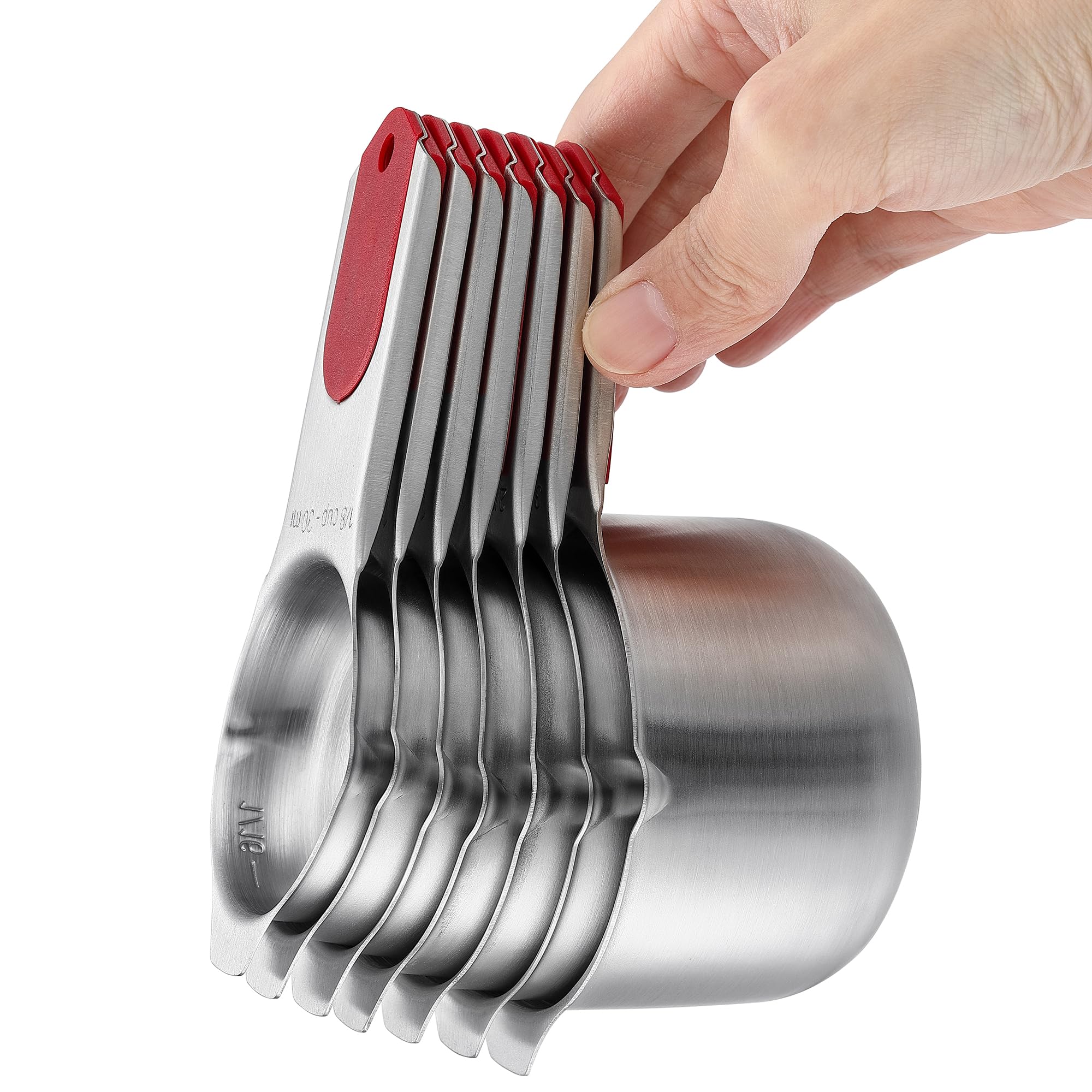 Spring Chef Magnetic Measuring Cups & Spoons Set, Patented, Strong N45 Magnets, Heavy Duty Stainless Steel Fits in Spice Jars for Baking & Cooking, BPA Free, Round Set of 15 with Leveler, Black