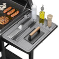 Silicone Grill Mat Compatible with Blackstone, Silicone Griddle Tool Mat with Adjustable Slots, Side Shelf Mat with Drip Pad for Griddle Accessories (Grey)