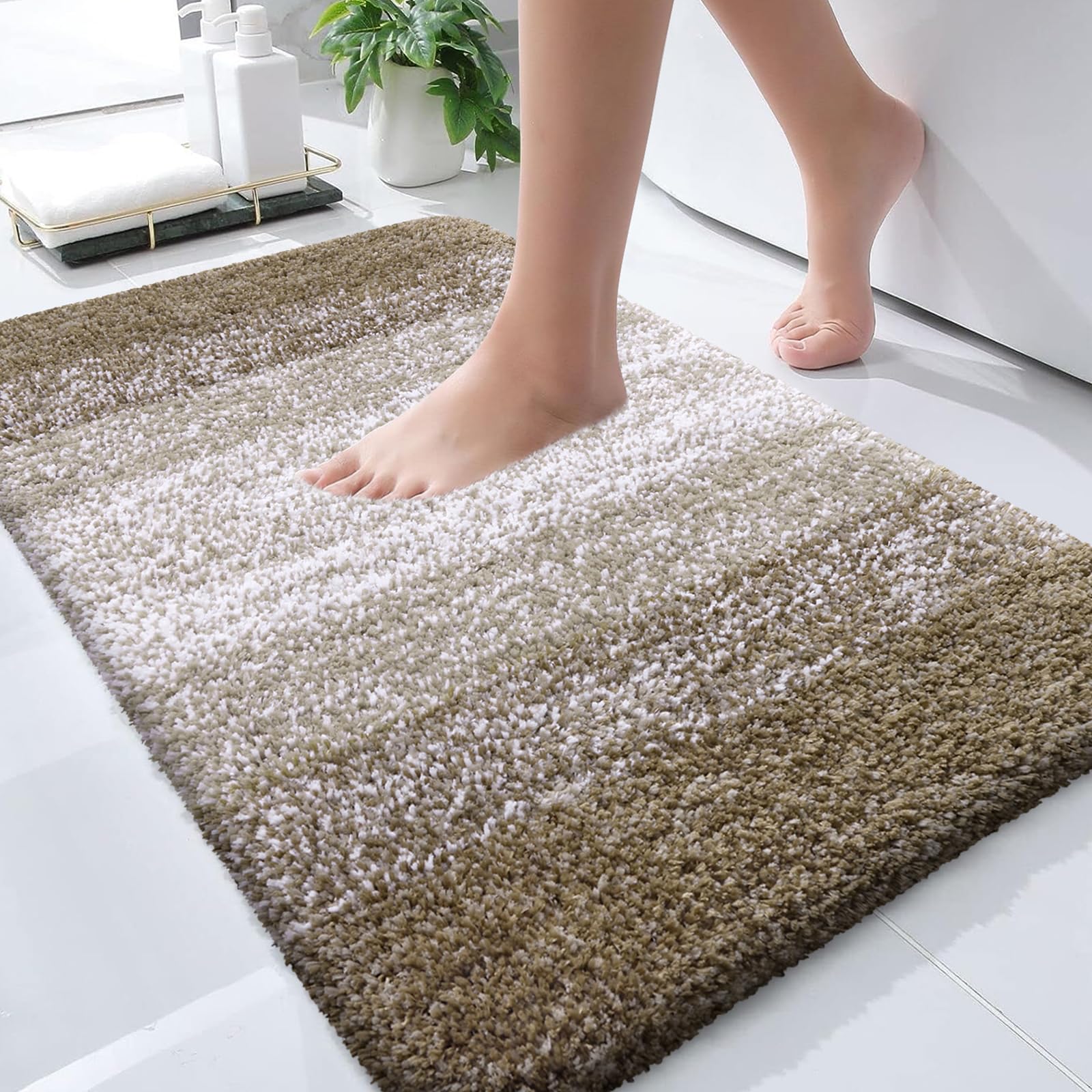 OLANLY Bathroom Rugs Mat 30x20, Extra Soft Absorbent Microfiber Bath Rugs, Rubber Backing, Quick Dry, Machine Washable Bath Mats for Bathroom Floor, Tub and Shower, Home Decor Accessories, Grey