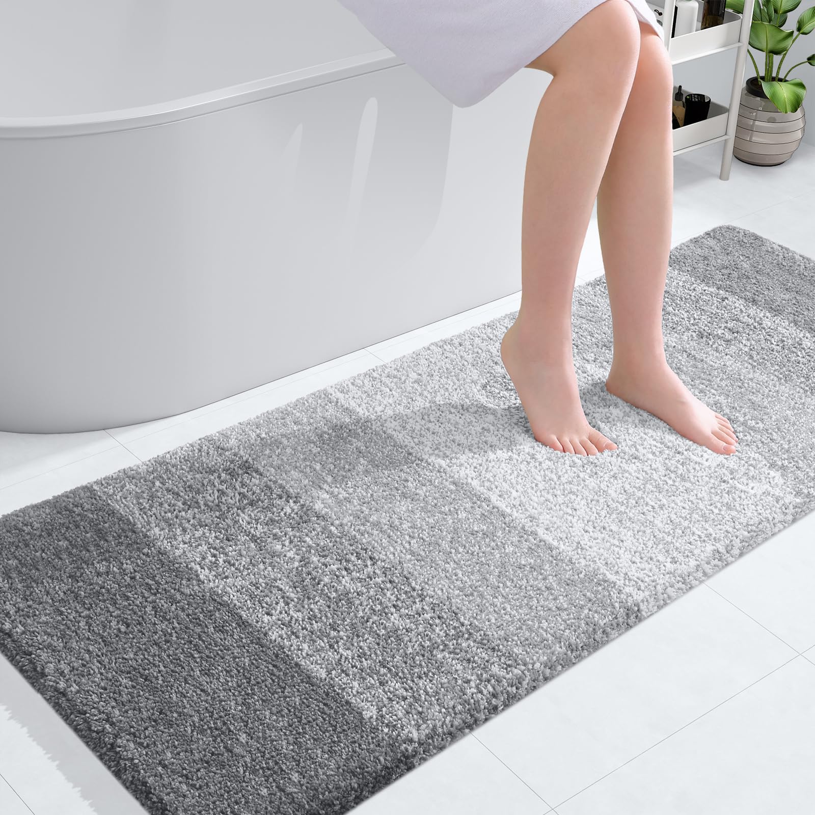 OLANLY Bathroom Rugs Mat 30x20, Extra Soft Absorbent Microfiber Bath Rugs, Rubber Backing, Quick Dry, Machine Washable Bath Mats for Bathroom Floor, Tub and Shower, Home Decor Accessories, Grey