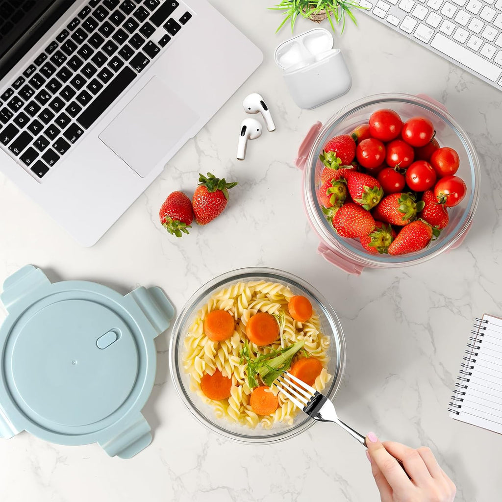 Freshmage 4 Pack 30oz Glass Food Storage Containers with Lids and 4 Pack 20oz Glass Meal Prep Containers with Lids, Heat-Resistant BPA-Free, Microwave, Oven, Dishwasher, and Freezer Safe