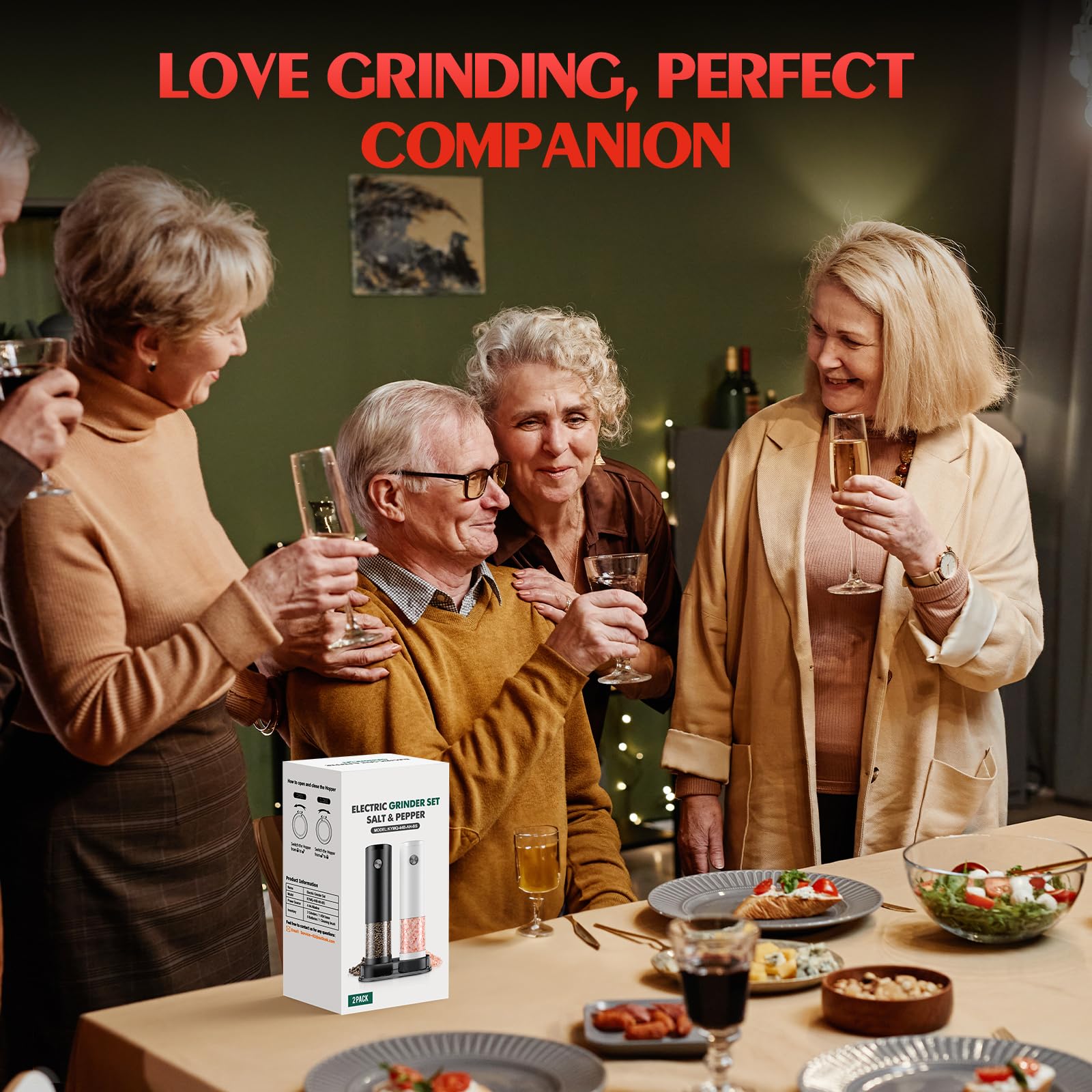 Electric Salt and Pepper Grinder Set Automatic Battery Pepper Mill Shakers Adjustable Coarseness Upgraded Larger Capacity with Led Home and Kitchen Appliances Birthday Gifts for Women Mom