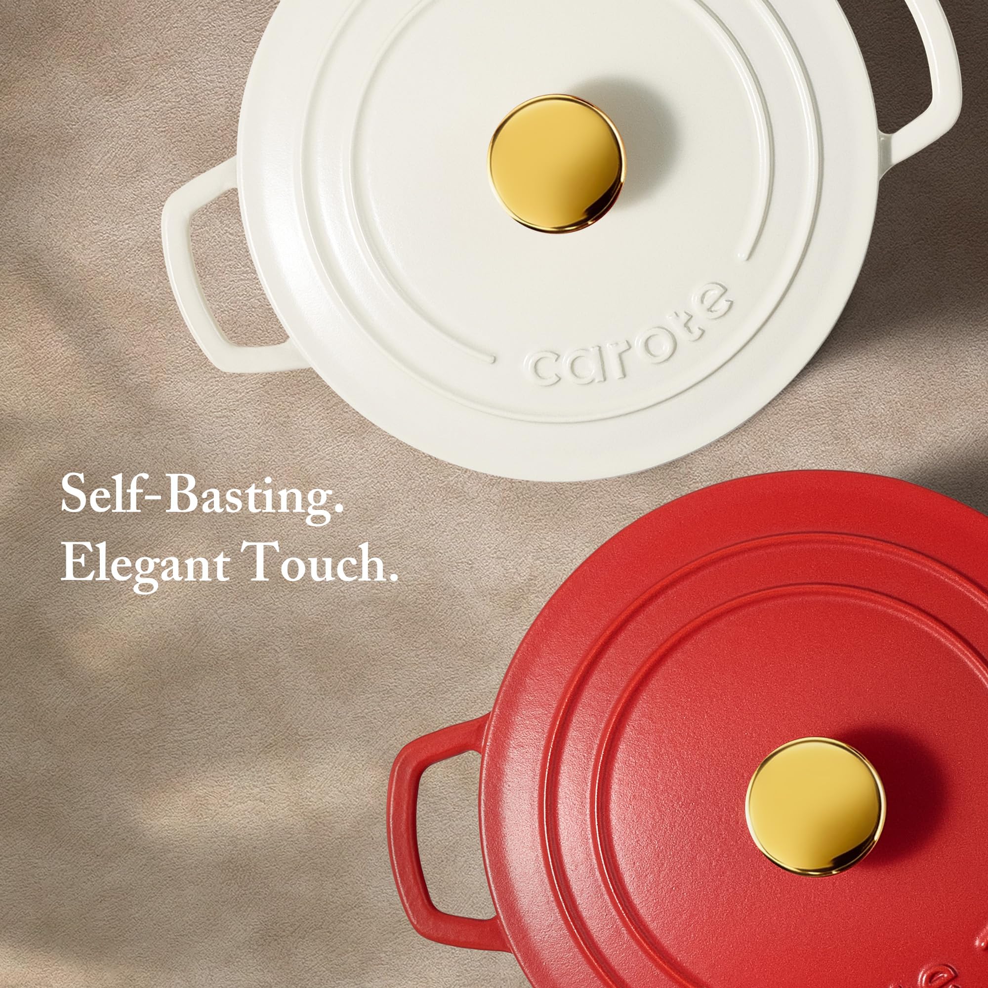 CAROTE 7QT Enameled Cast Iron Dutch Oven Pot with Lid, Heavy-Duty Dutch Ovens for Sourdough Bread Baking, Braising, Stews, Roasting, Healthy & Non-Toxic, Dual Handles, All Stovetop Compatible, Oven Safe up to 500° F, Cream White