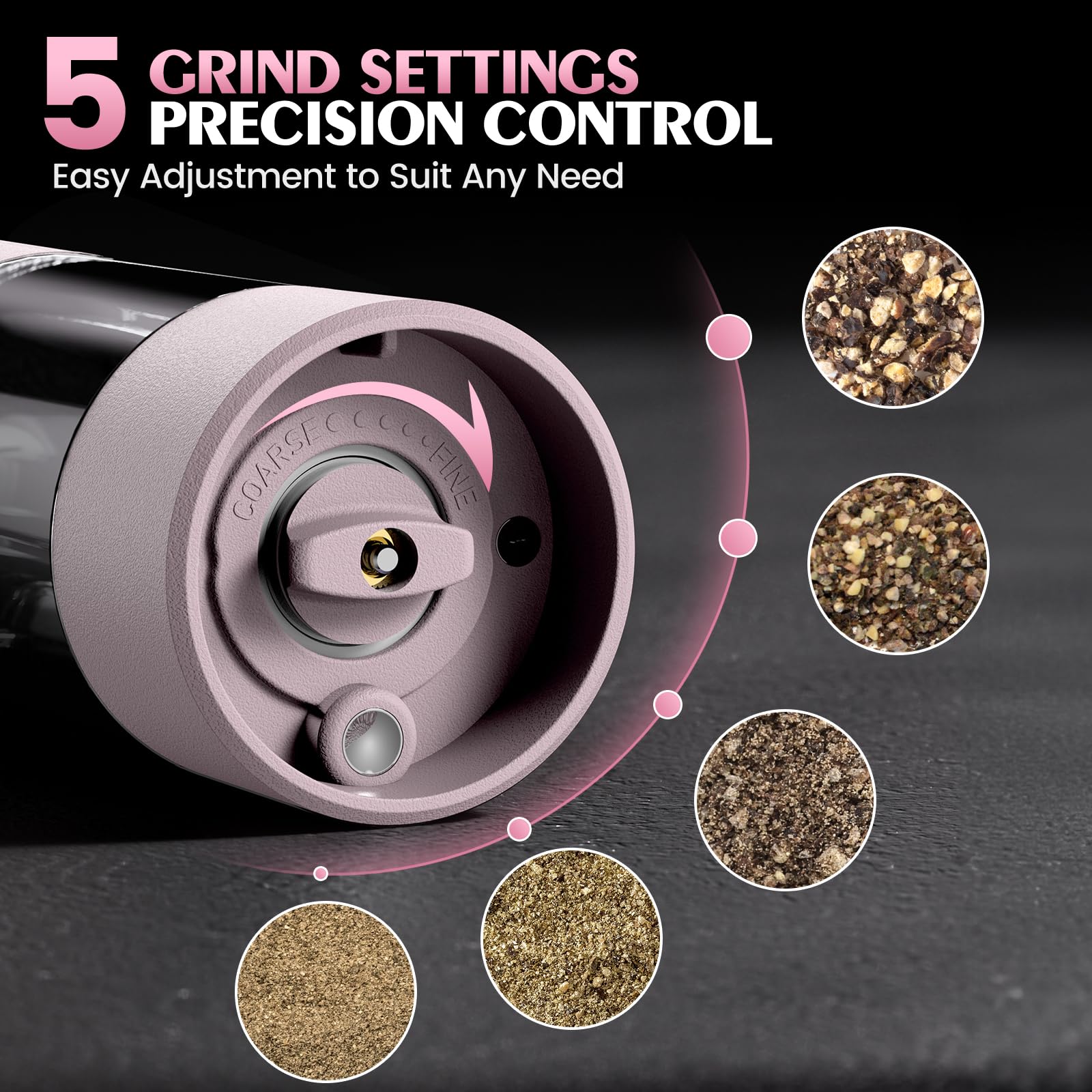 Electric Salt and Pepper Grinder Set Automatic Battery Pepper Mill Shakers Adjustable Coarseness Upgraded Larger Capacity with Led Home and Kitchen Appliances Birthday Gifts for Women Mom