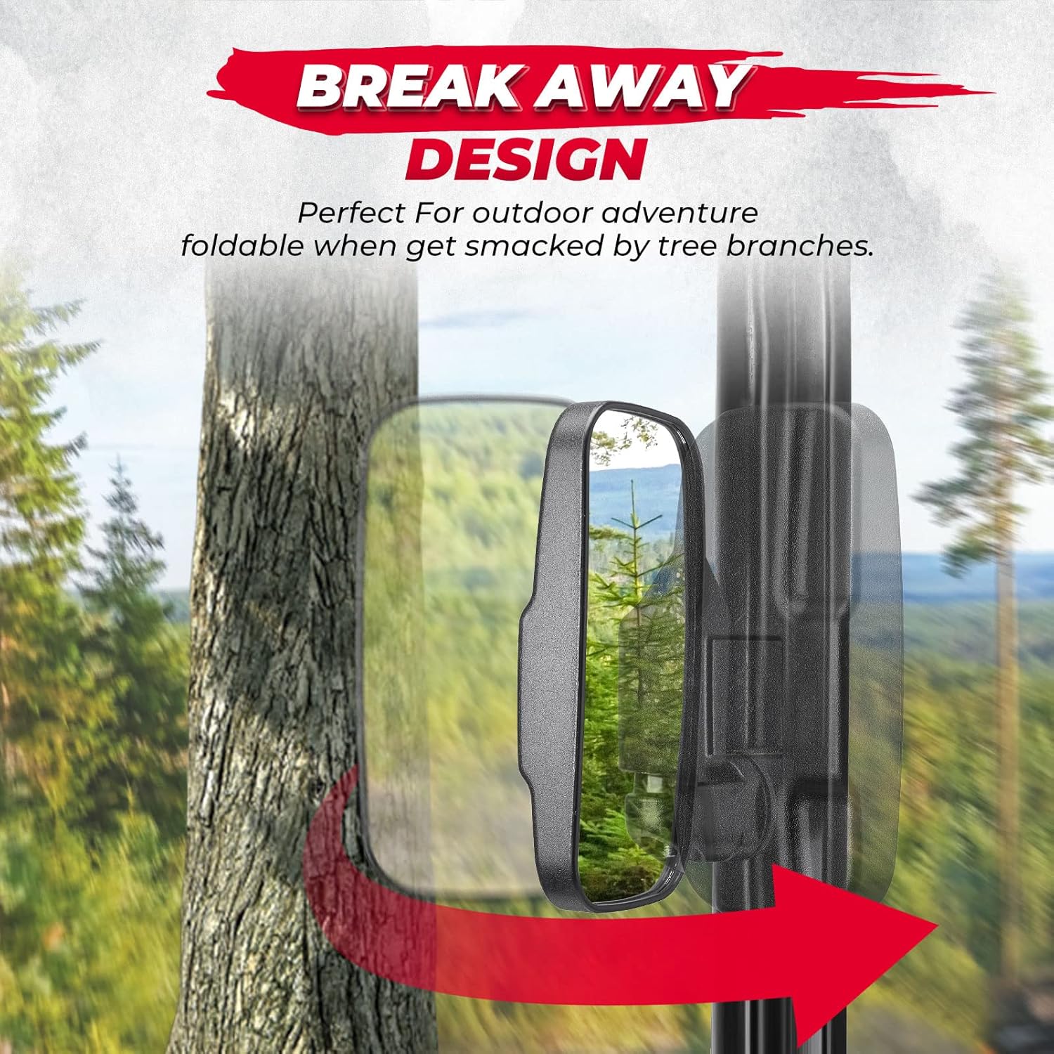 KEMIMOTO UTV Side Mirrors And Center Mirror Set Compatible With Polaris Ranger 500 900 1000 XP Defender w/Pro-Fit Profiled Tube UTV Rearview Mirrors Rear View Mirror Accessories