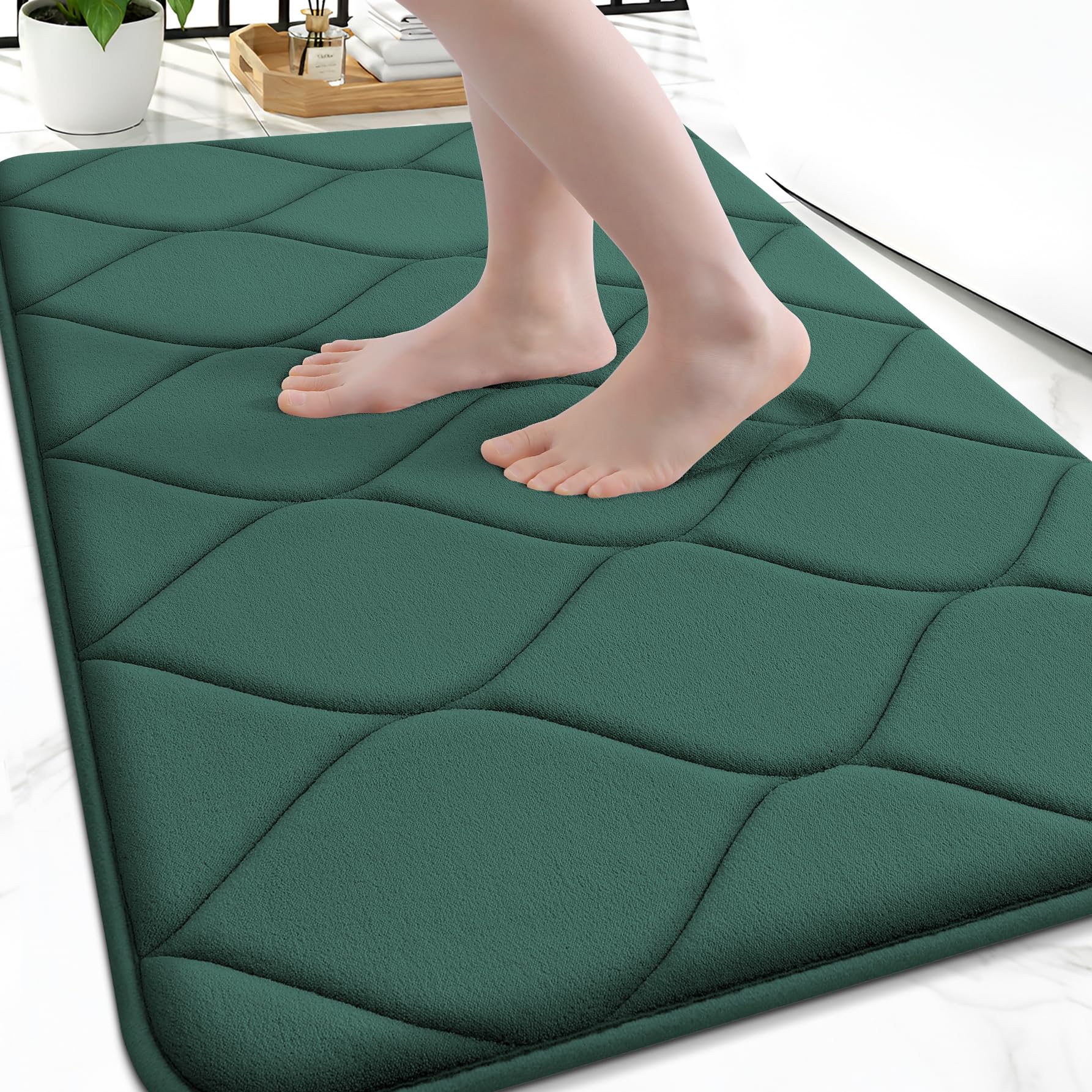 Smiry Memory Foam Bath Mat 30''x20'', Ultra Soft Non-Slip Bathroom Rug, Plush Water Absorbent Quick Dry and Machine Washable Floor Mat for Shower, Tub & Home Decor, Grey