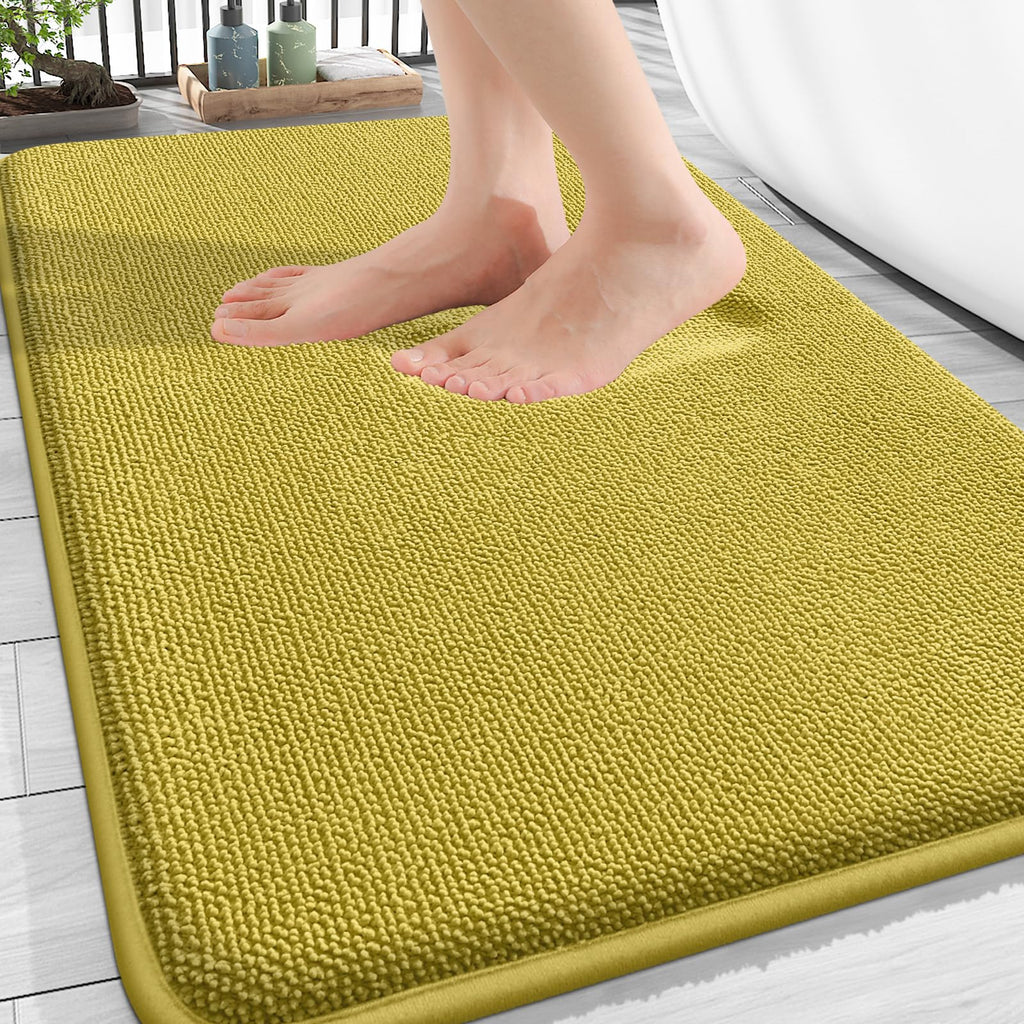 OLANLY Thick Memory Foam Bath Mat Rug 30x20, Extra Soft Absorbent Bathroom Rugs, Quick Dry Bath Mats, Non-Slip, Machine Washable Carpet for Bathroom, Tub and Shower, Home Decor Accessories, Grey