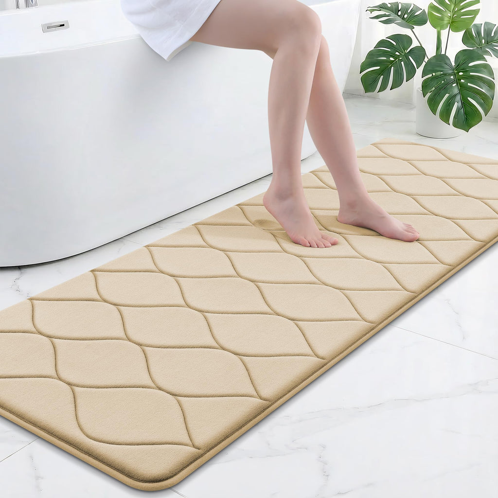 Smiry Memory Foam Bath Mat 30''x20'', Ultra Soft Non-Slip Bathroom Rug, Plush Water Absorbent Quick Dry and Machine Washable Floor Mat for Shower, Tub & Home Decor, Grey