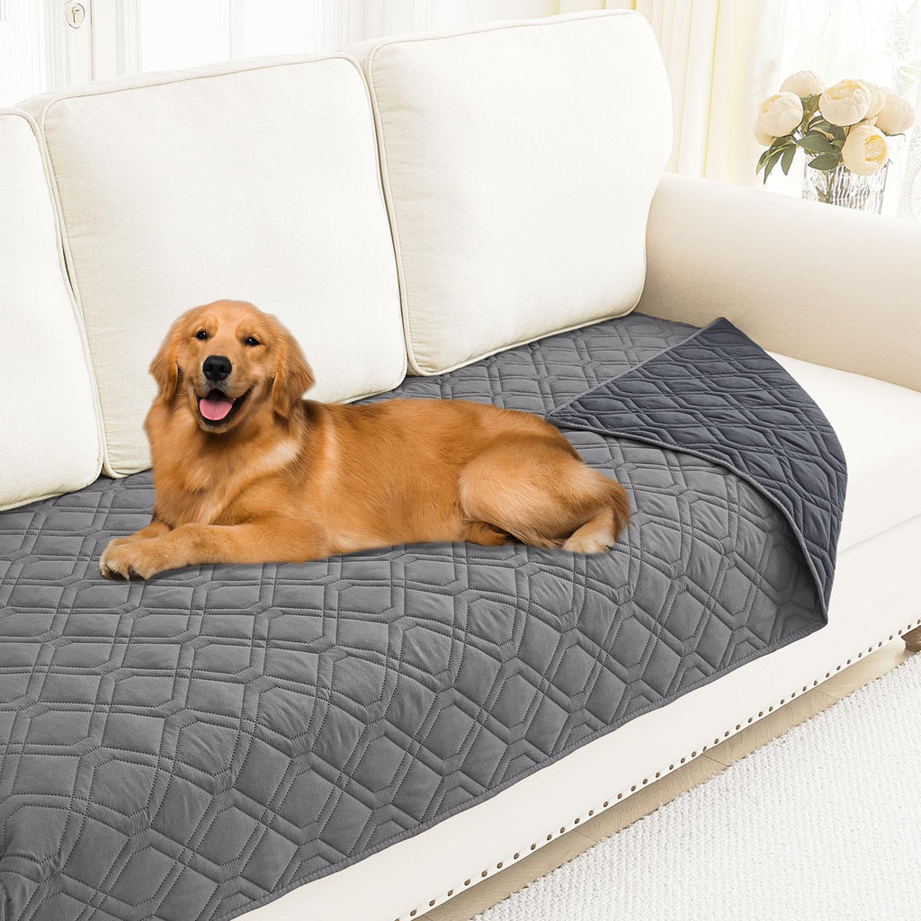 Smiry Waterproof Couch Covers for Dogs Washable, Reversible Pet Couch Covers for 3 Cushion Sofa Pet Friendly, Soft Sofa Furniture Protector for Dogs Cat Kids, Checkered (30"x70", Grey/Dark Grey)