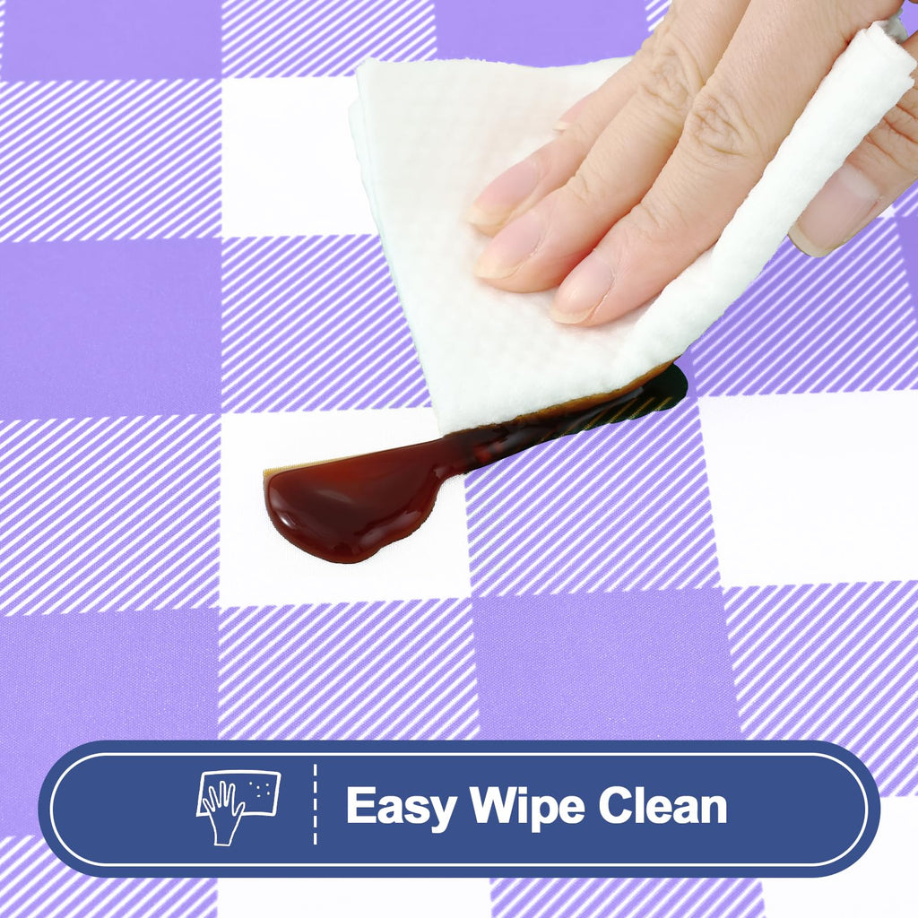 Smiry Picnic Table Cover with Bench Covers, Waterproof Elastic Fitted Tablecloths for 6 Foot Rectangle Tables, Washable Buffalo Plaid Tablecloth for Camping, Outdoor (Black & White, 30"x72")