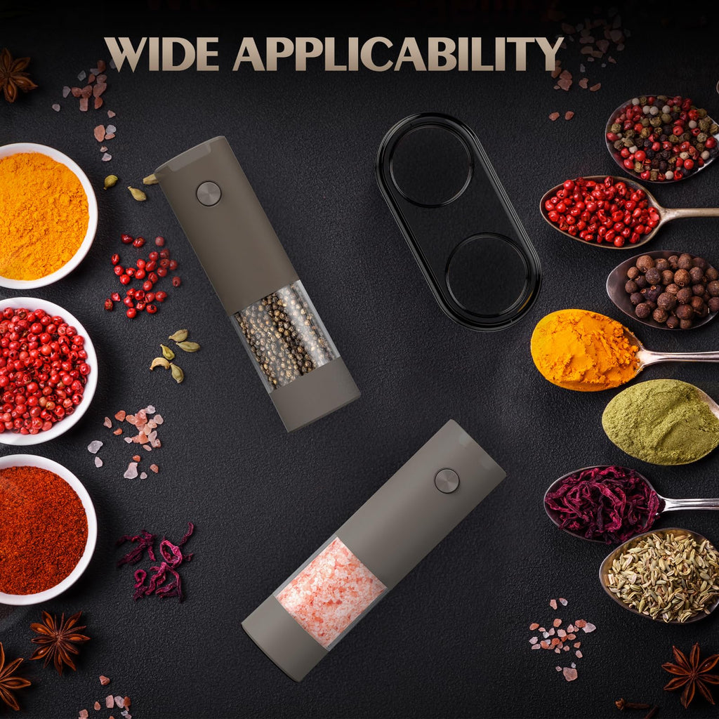 Electric Salt and Pepper Grinder Set Automatic Battery Pepper Mill Shakers Adjustable Coarseness Upgraded Larger Capacity with Led Home and Kitchen Appliances Birthday Gifts for Women Mom