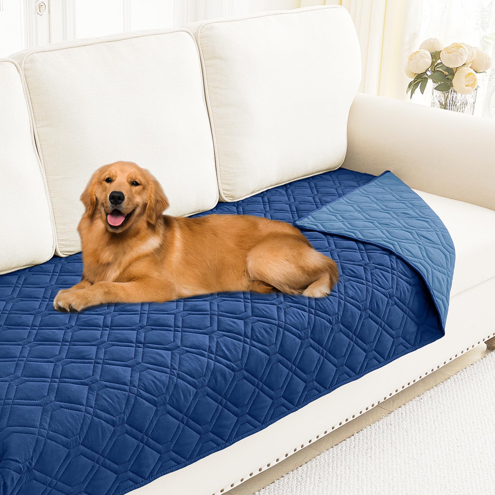 Smiry Waterproof Couch Covers for Dogs Washable, Reversible Pet Couch Covers for 3 Cushion Sofa Pet Friendly, Soft Sofa Furniture Protector for Dogs Cat Kids, Checkered (30"x70", Grey/Dark Grey)