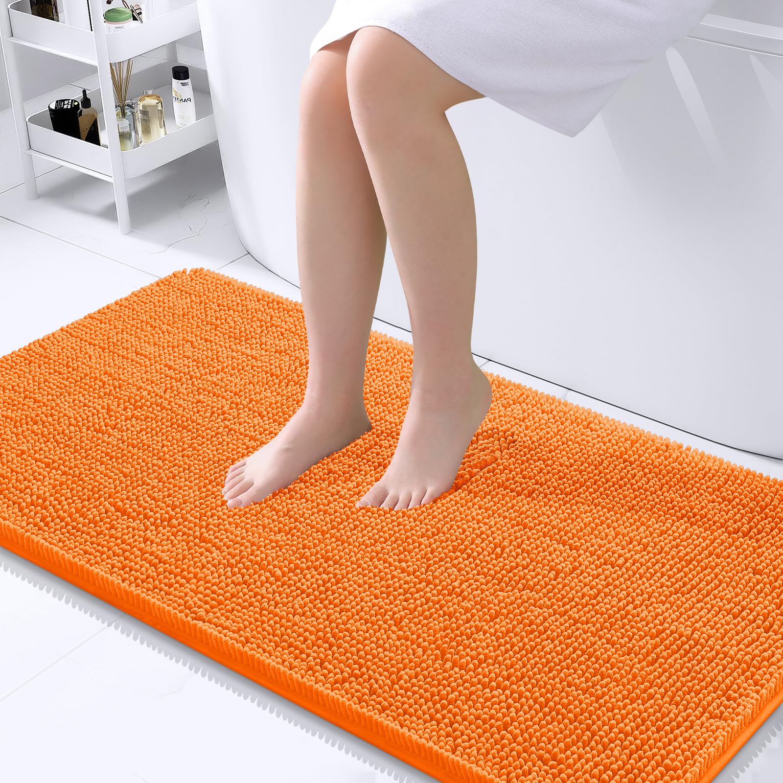 OLANLY Bathroom Rugs 30x20, Extra Soft Absorbent Chenille Bath Rugs, Rubber Backing Quick Dry, Machine Washable Bath Mats for Bathroom Floor, Tub and Shower, Home Decor Accessories, Grey