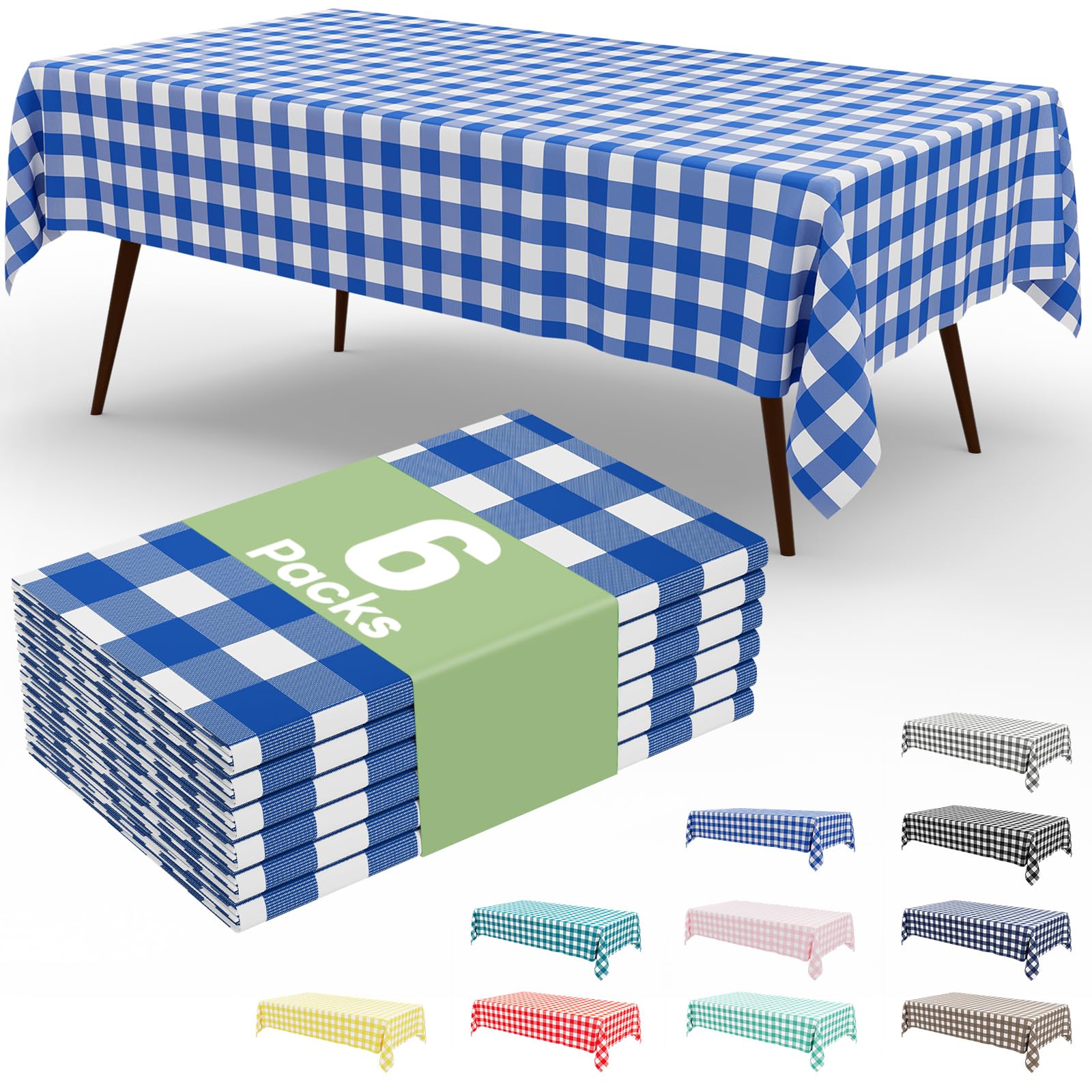 Smiry 3 Pack Red Gingham Disposable Tablecloths - 54" x 108" Heavy Duty Plastic Table Cloth, Waterproof Buffalo Plaid Table Covers for Picnic, Banquets, Outdoor Parties