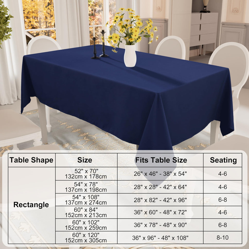 Smiry Rectangle Table Cloth, Waterproof Anti-Scratch Polyester Tablecloth, Decorative Washable Fabric Table Cover for Dining, Buffet, Parties and Outdoor, 60x84, Black