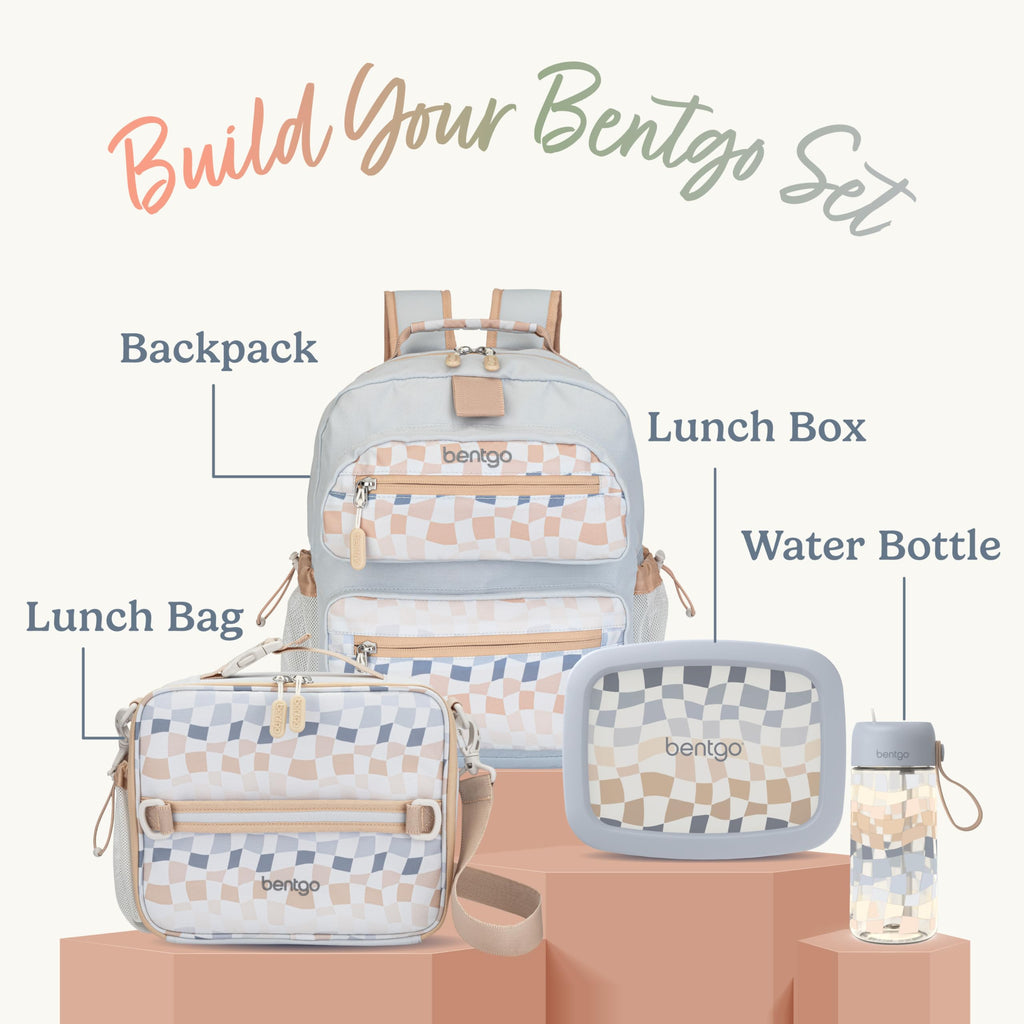 Bentgo Kids Backpack - Lightweight 14” Backpack in Fun Prints for School, Travel, & Daycare, Ideal for Ages 4+, Roomy Interior, Durable & Water-Resistant Fabric, & Loop for Lunch Bag (Trucks)