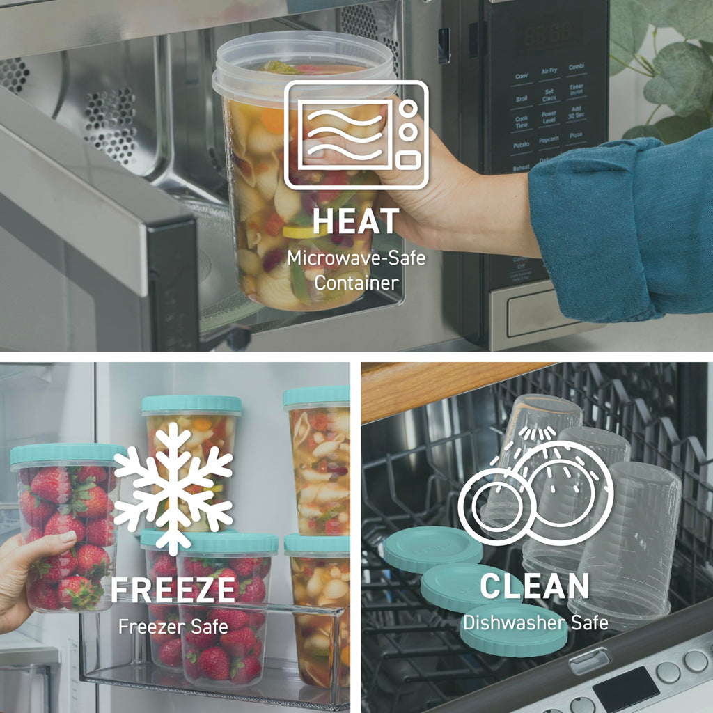 Bentgo Prep - 20 Piece 8 fl oz Leak-Proof Deli Containers with Lids, Food Storage for Meal Prep, Twist-Top, Reusable, PFAS & BPA-Free, Stackable, Microwave, Freezer, & Dishwasher Safe (Honeydew)