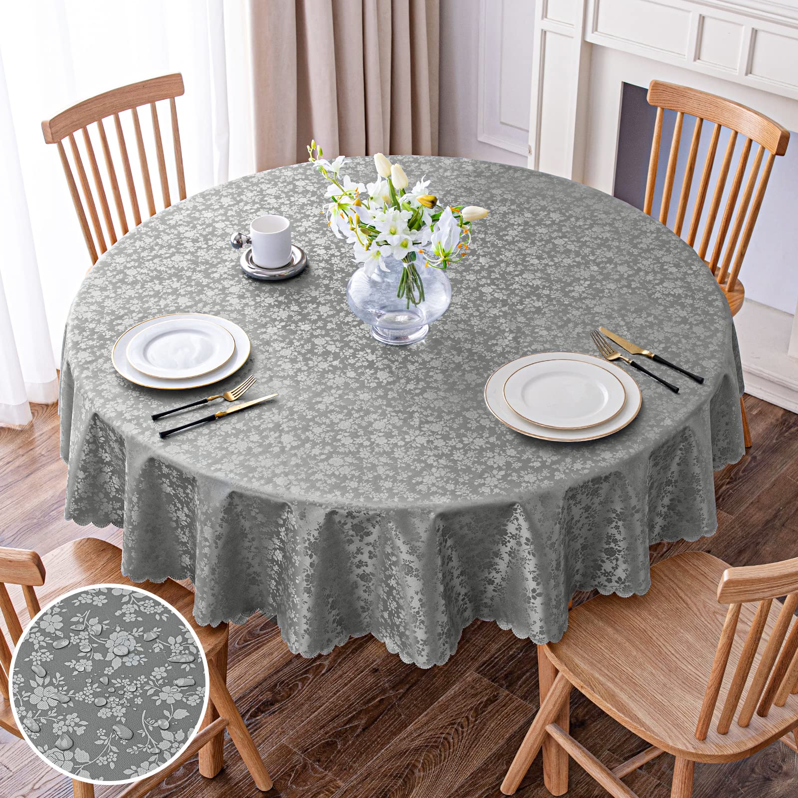 Smiry Rectangle Table Cloth, Waterproof Heavy Duty Vinyl Tablecloths, Wipeable Washable Table Cover for Kitchen and Dining Room (Beige, 60" X 84")