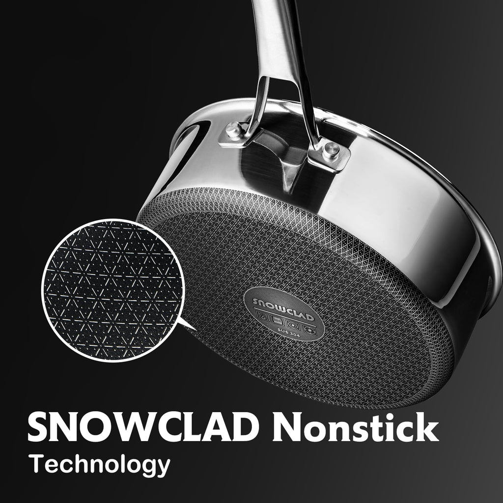 SNOWCLAD Frying Pans Nonstick with Lid,Hybrid Non Stick 5 Quart Saute pan,PFOA Free Cookware,Stainless Steel skillet,12 inch Deep Saute Pan,Dishwasher&Oven Safe,Works on All Cooktops