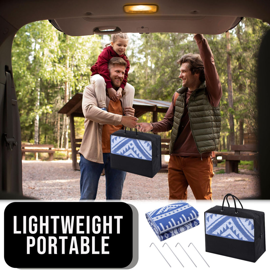 OLANLY Outdoor Rug Waterproof 5x8 ft, Reversible Outdoor Plastic Straw Rug, Boho Patio Rug, Indoor Outdoor Carpet, RV Mat Outside for Patio, Camp, Picnic, Balcony, Deck, Backyard, Black & White