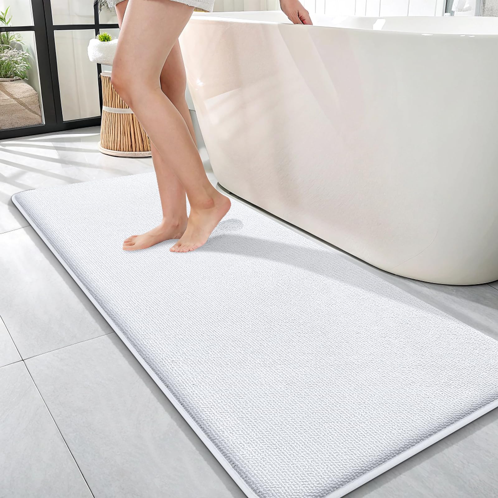 OLANLY Thick Memory Foam Bath Mat Rug 30x20, Extra Soft Absorbent Bathroom Rugs, Quick Dry Bath Mats, Non-Slip, Machine Washable Carpet for Bathroom, Tub and Shower, Home Decor Accessories, Grey