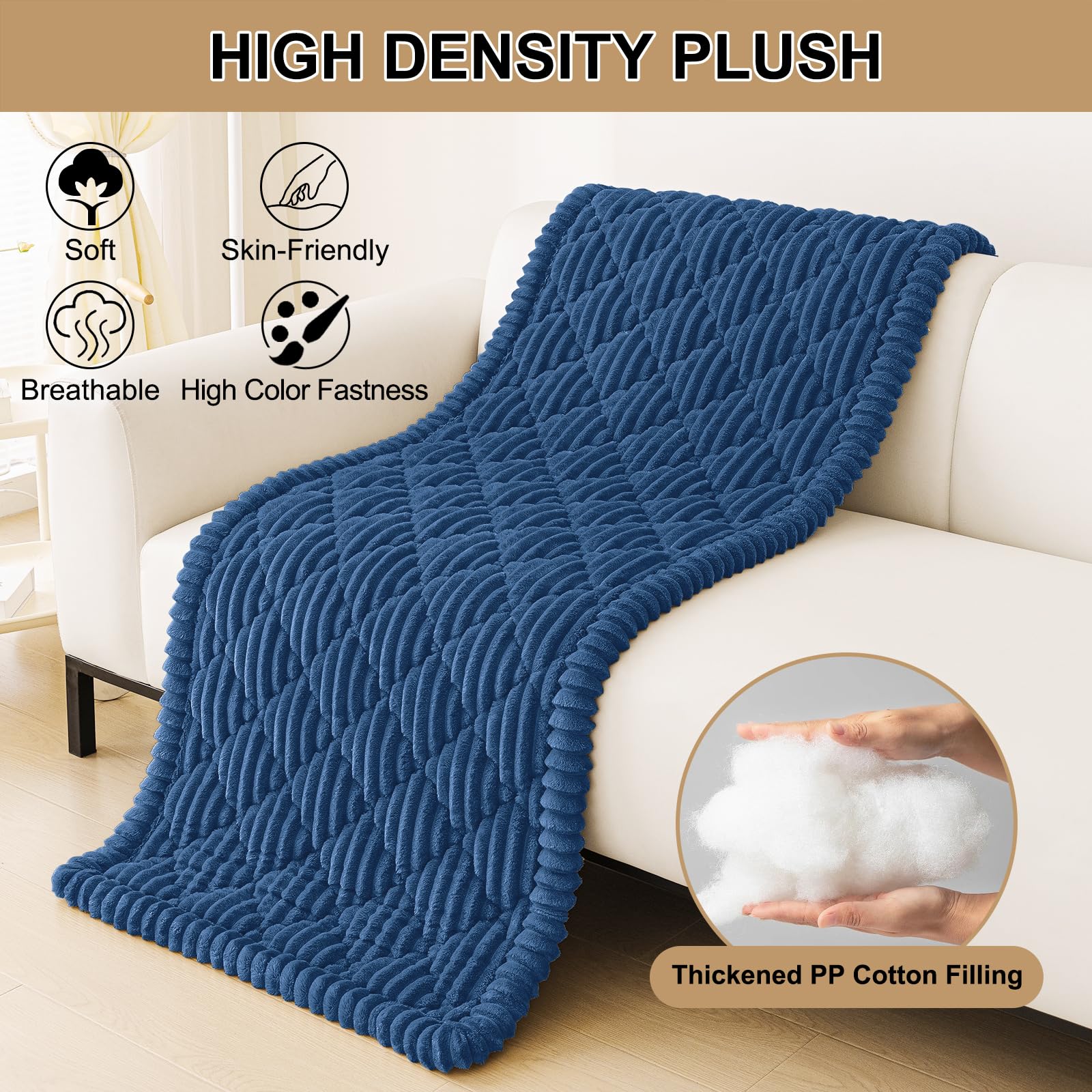 Smiry Pet Couch Cover for Dogs Washable, Non-Slip Fuzzy Couch Covers for 3 Cushion Sofa Pet Friendly, Soft Thick Furniture Protector Sofa Slipcover Mat for Dogs (Camel, 27.6" x 59")