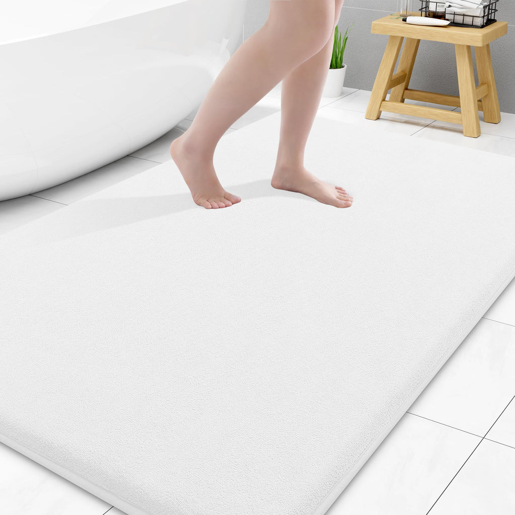 Smiry Memory Foam Bath Mat 30x20, Extra Soft and Absorbent Bathroom Mats, Non Slip Washable Carpet for Floor, Shower and Tub, Black